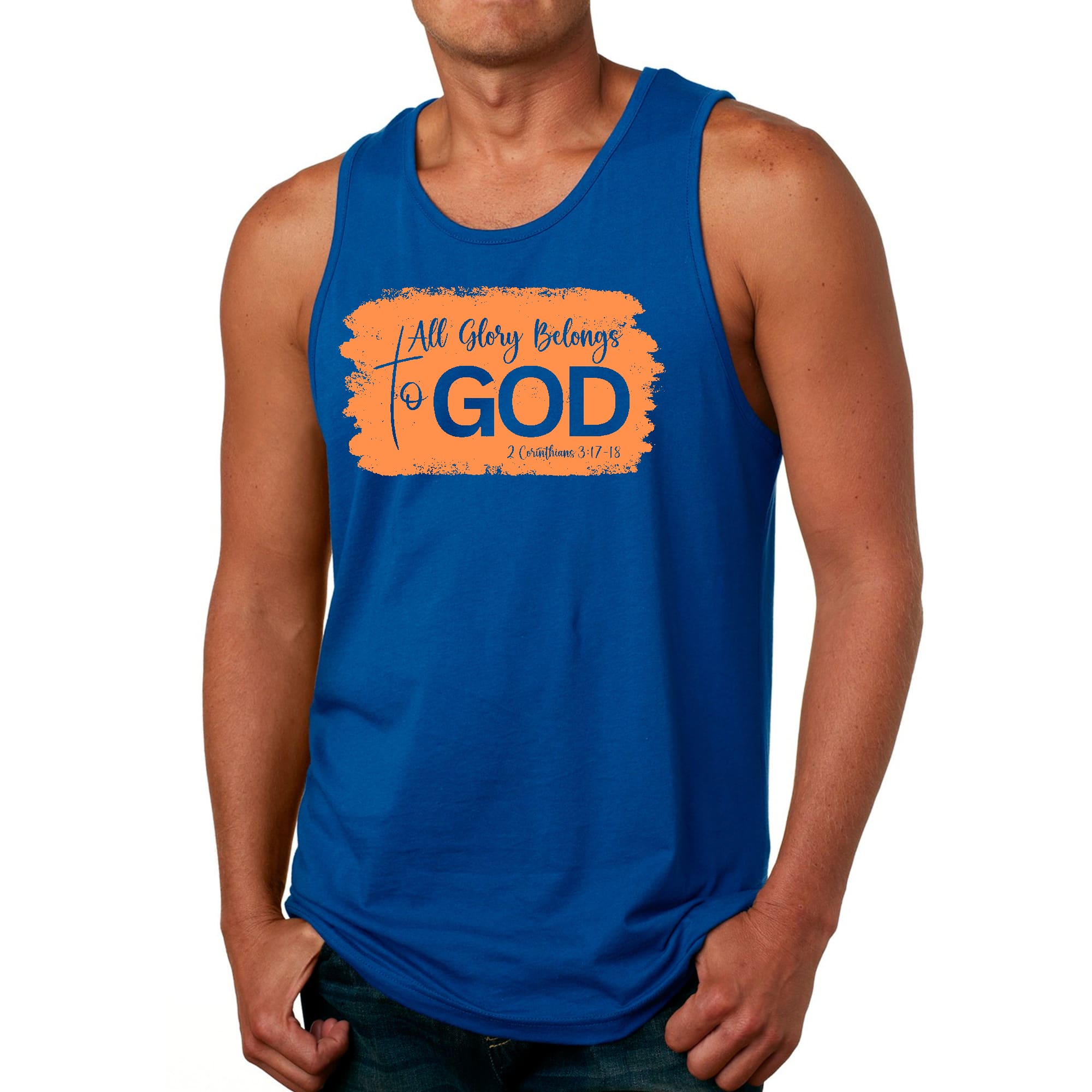Mens Fitness Tank Top Graphic T-shirt All Glory Belongs to God