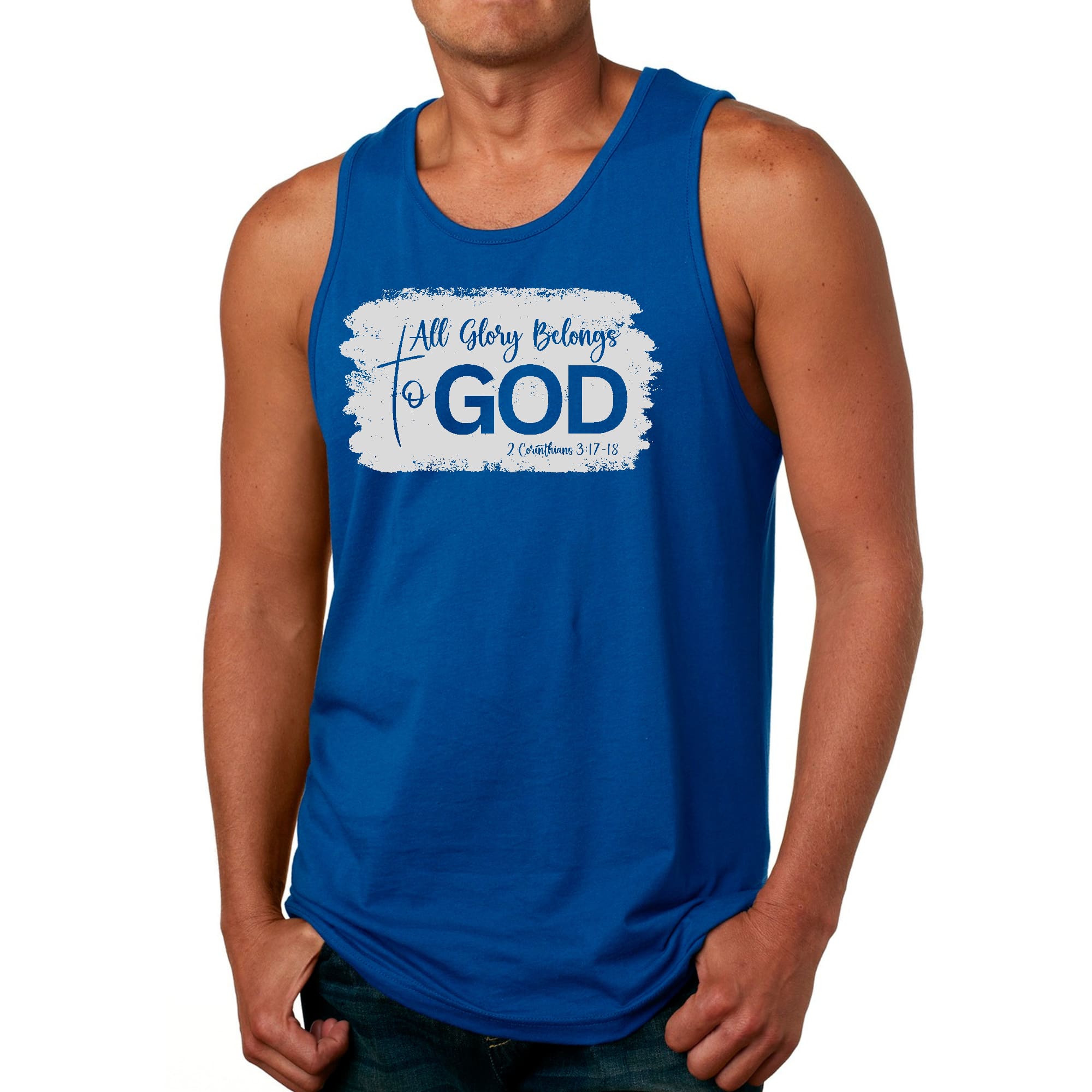 Mens Fitness Tank Top Graphic T-shirt All Glory Belongs to God