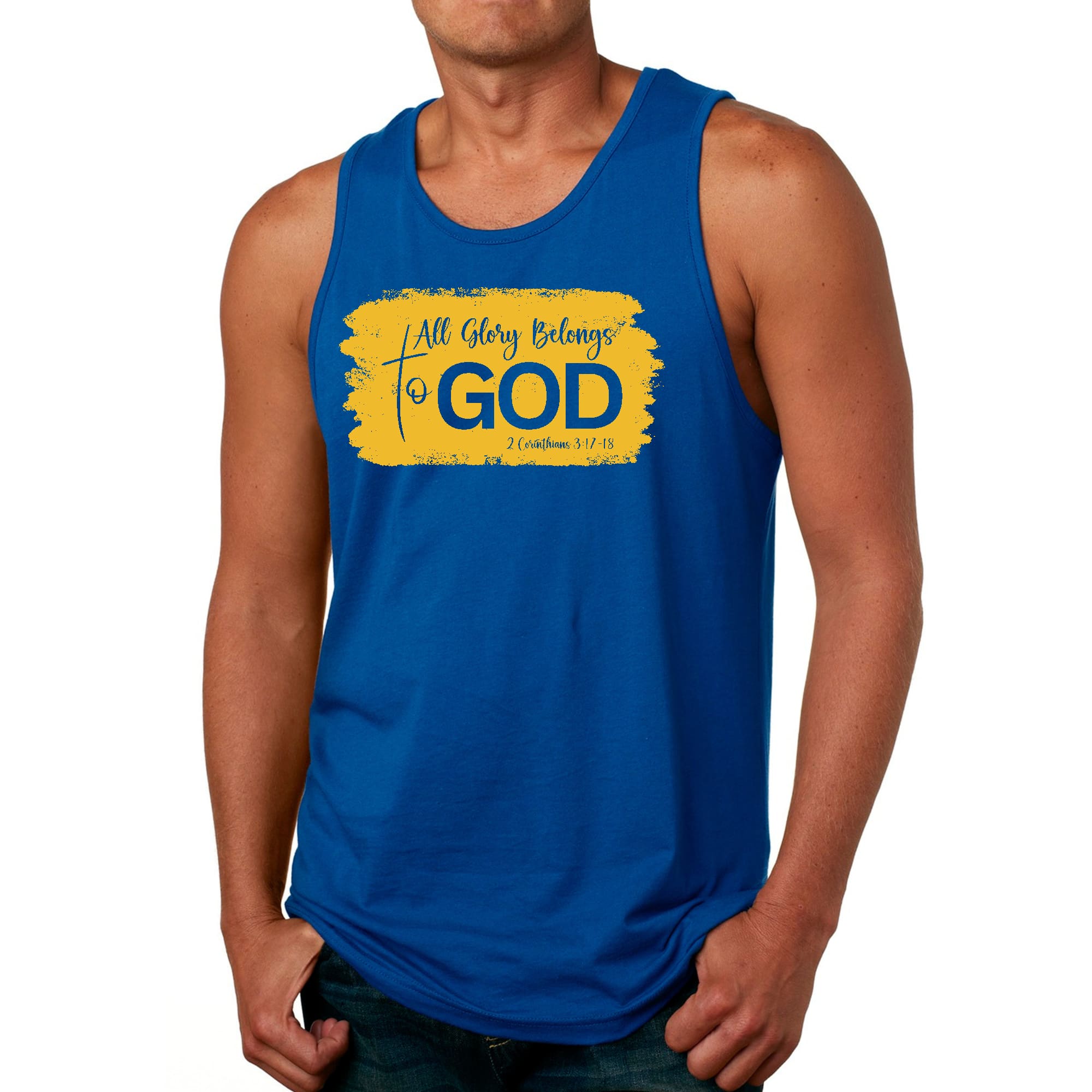 Mens Fitness Tank Top Graphic T-shirt All Glory Belongs to God