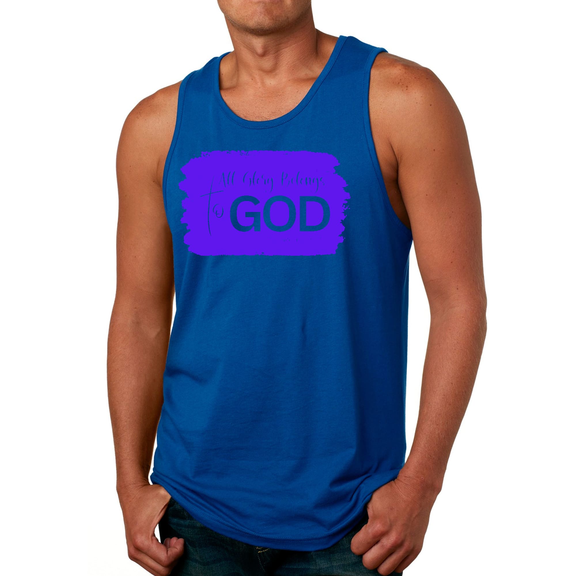 Mens Fitness Tank Top Graphic T-shirt All Glory Belongs to God