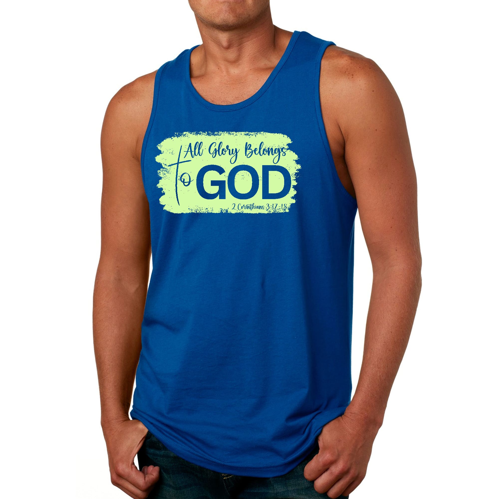 Mens Fitness Tank Top Graphic T-shirt All Glory Belongs to God