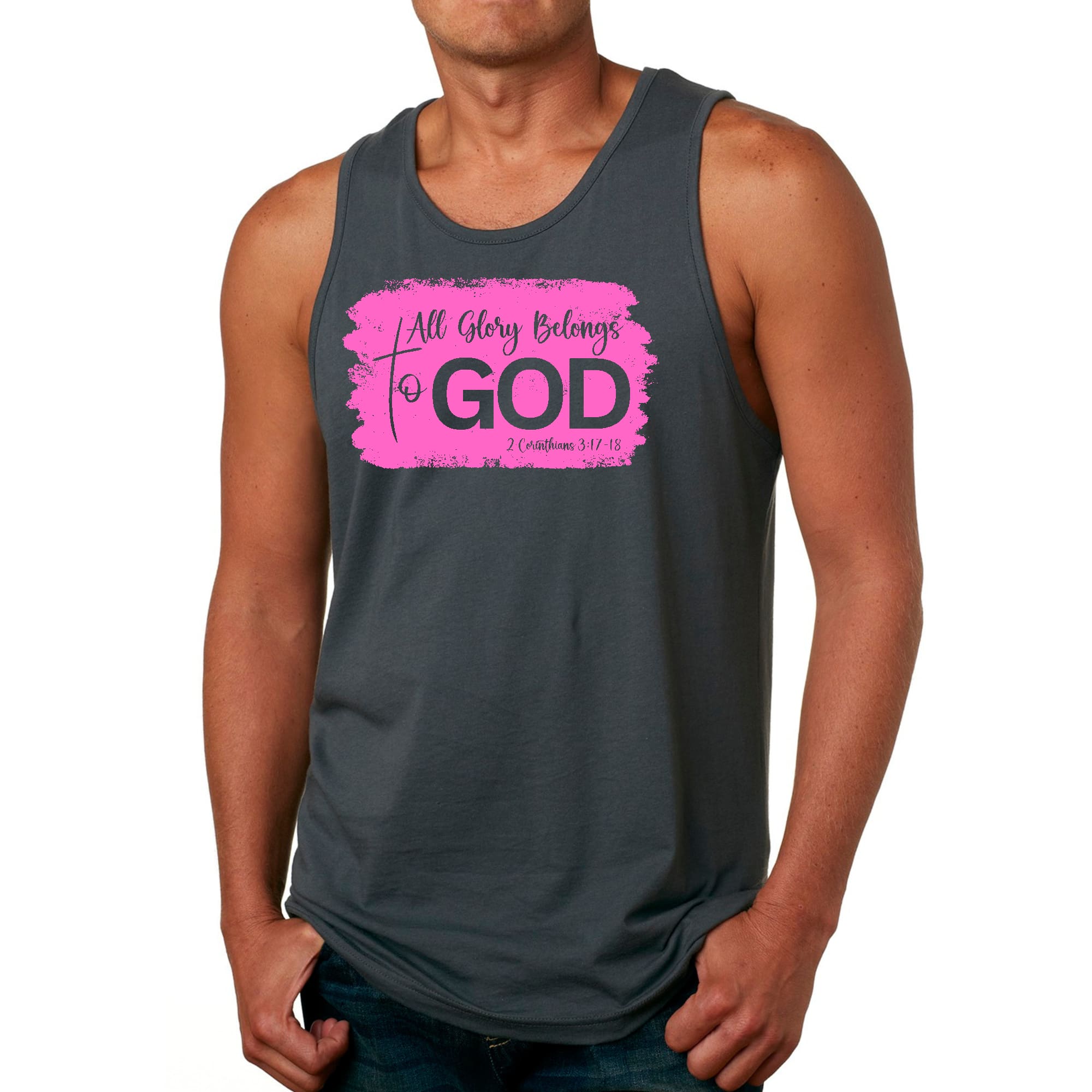 Mens Fitness Tank Top Graphic T-shirt All Glory Belongs to God