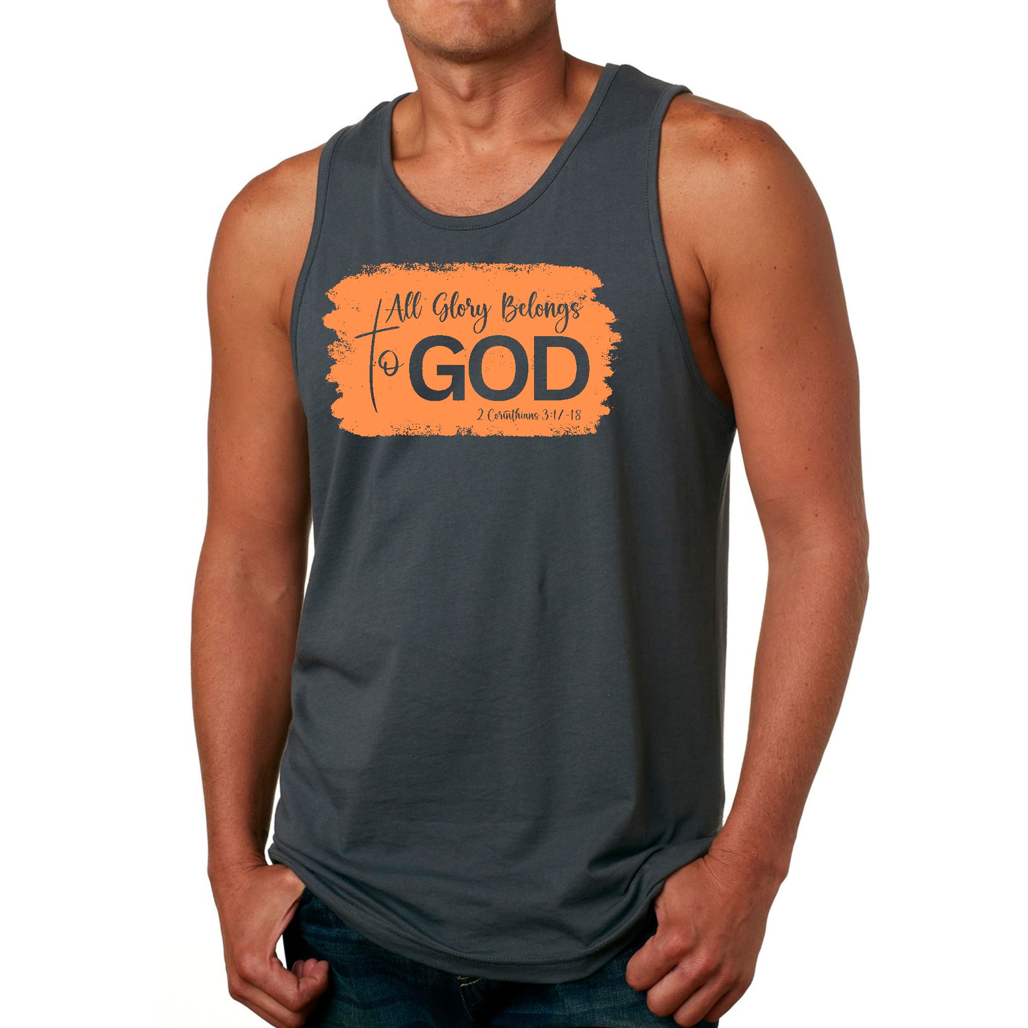 Mens Fitness Tank Top Graphic T-shirt All Glory Belongs to God