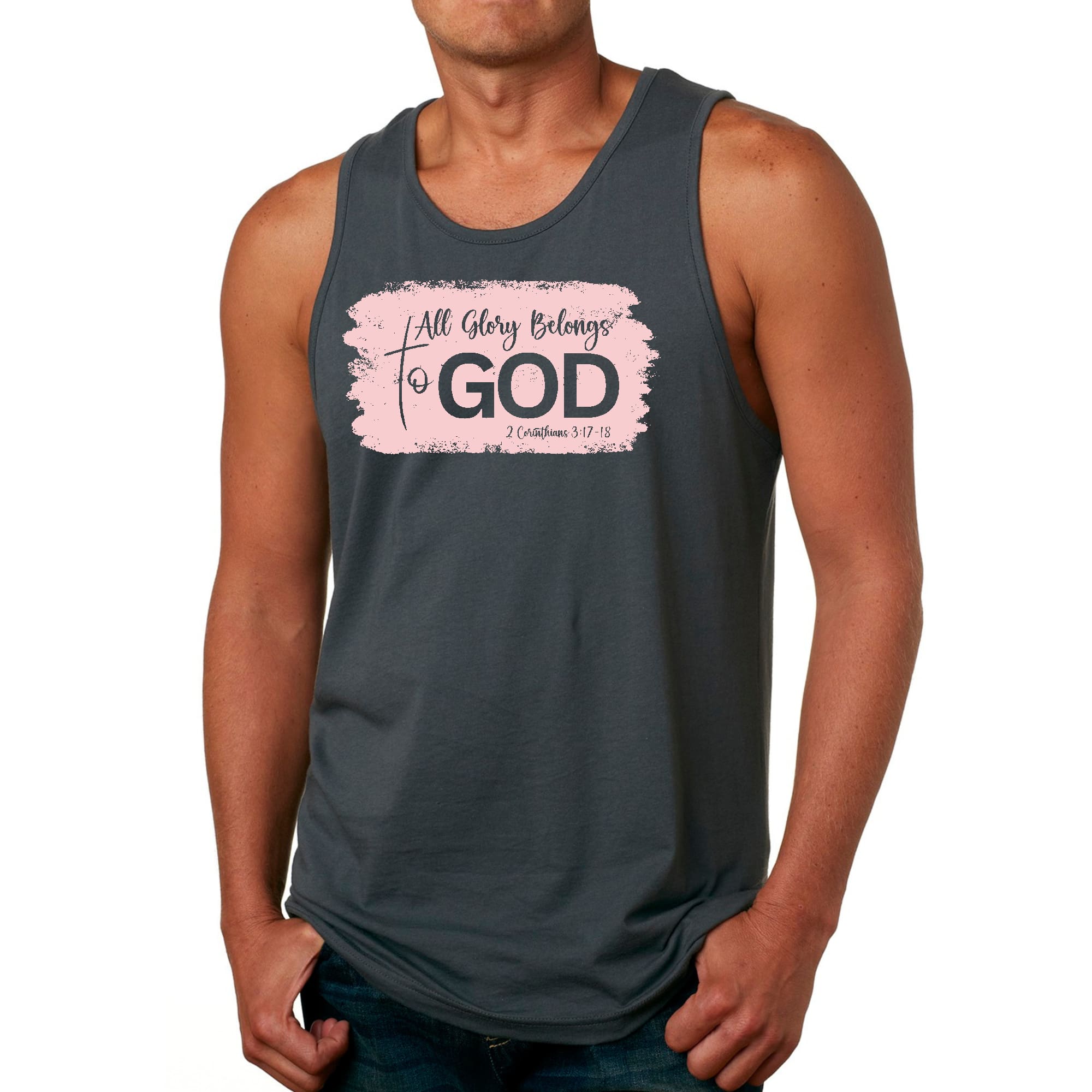 Mens Fitness Tank Top Graphic T-shirt All Glory Belongs to God