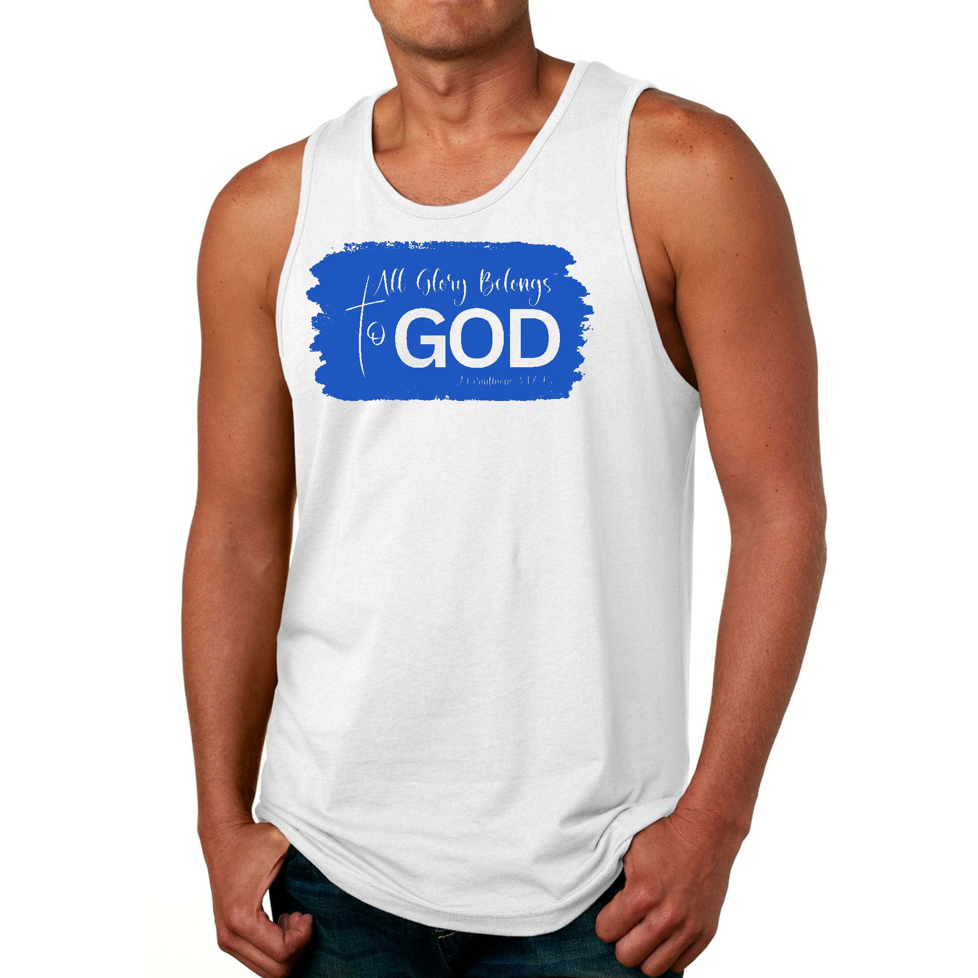 Mens Fitness Tank Top Graphic T-shirt All Glory Belongs to God