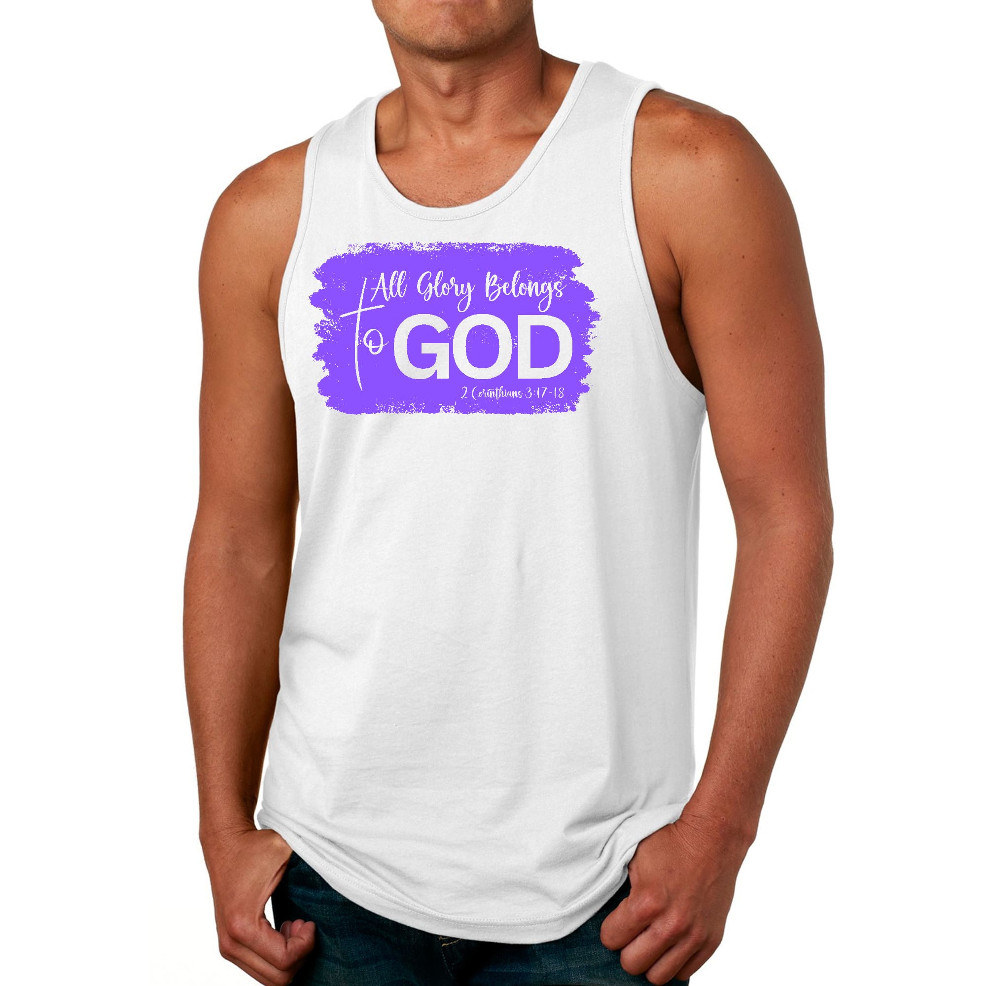 Mens Fitness Tank Top Graphic T-shirt All Glory Belongs to God