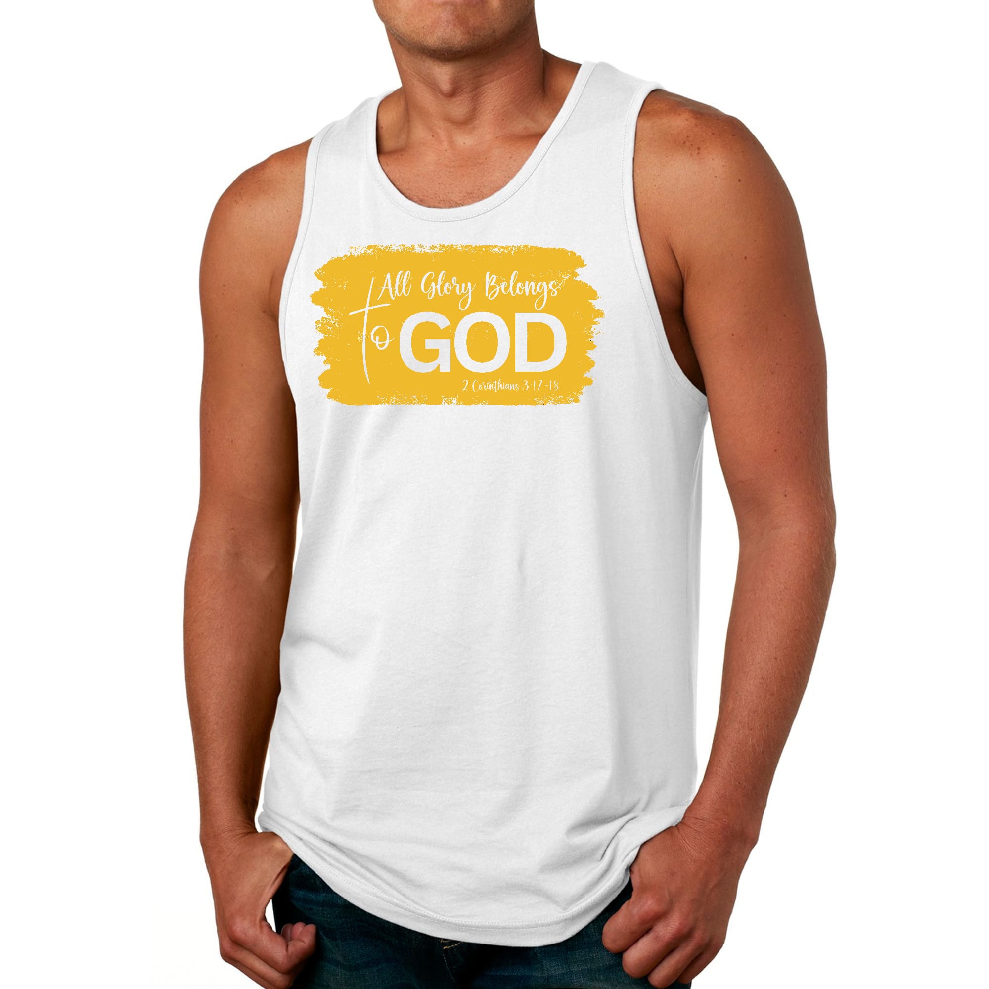 Mens Fitness Tank Top Graphic T-shirt All Glory Belongs to God