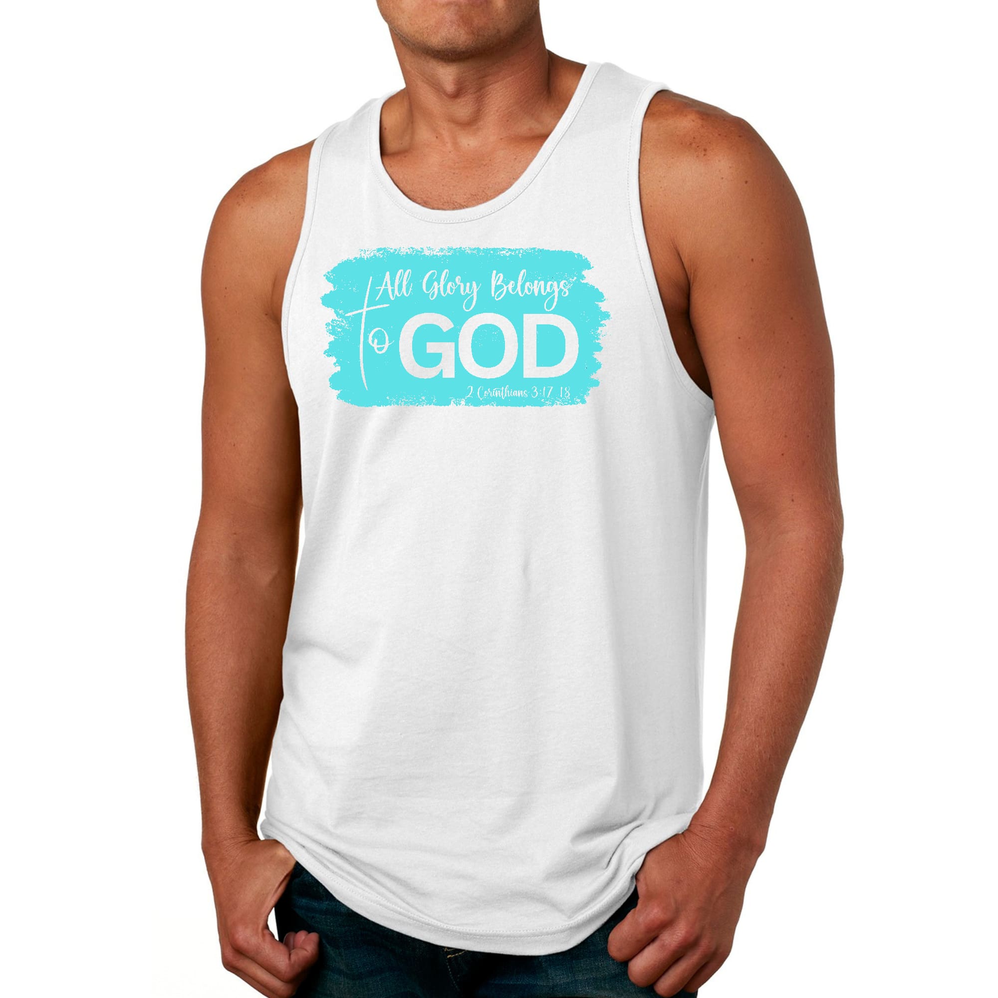 Mens Fitness Tank Top Graphic T-shirt All Glory Belongs to God