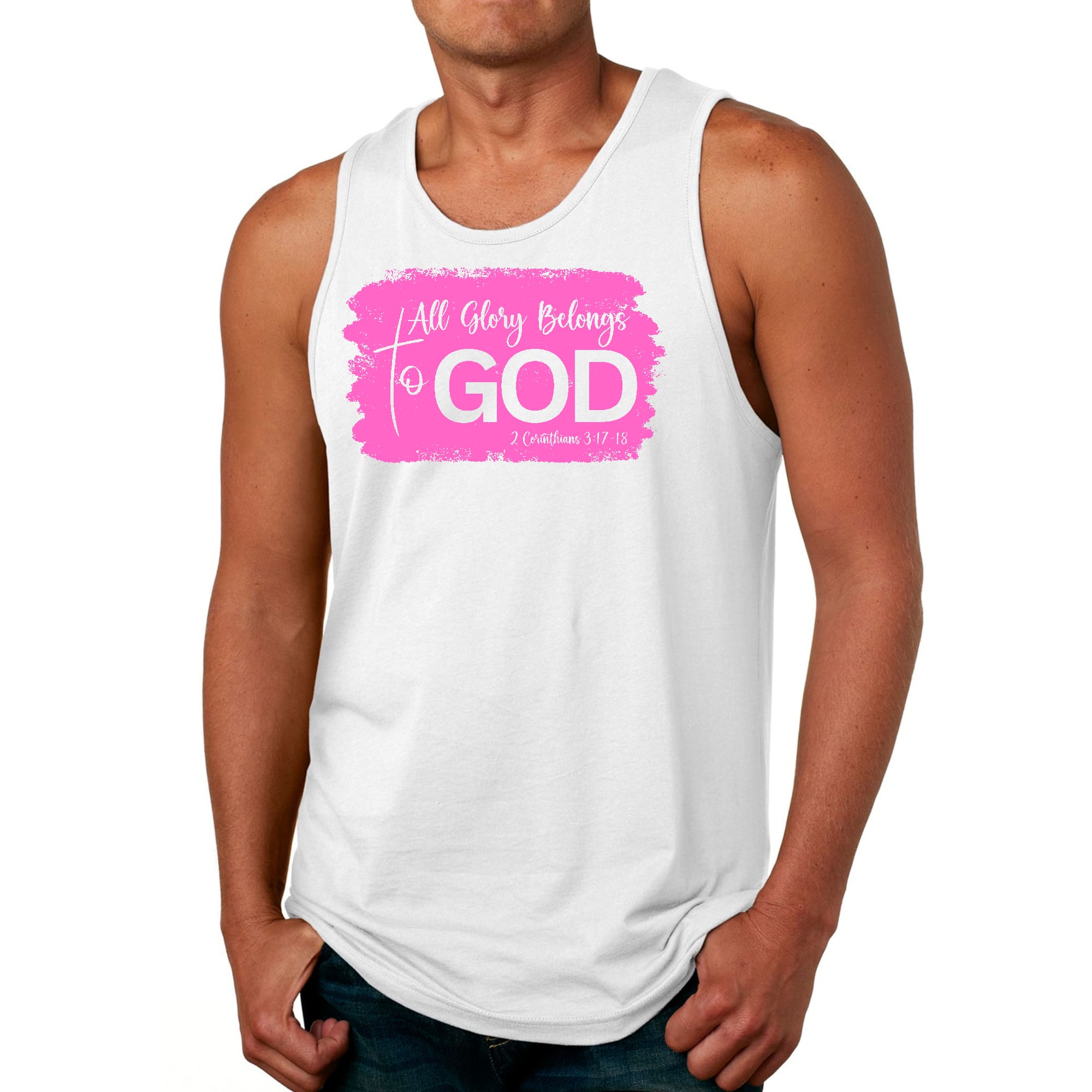 Mens Fitness Tank Top Graphic T-shirt All Glory Belongs to God