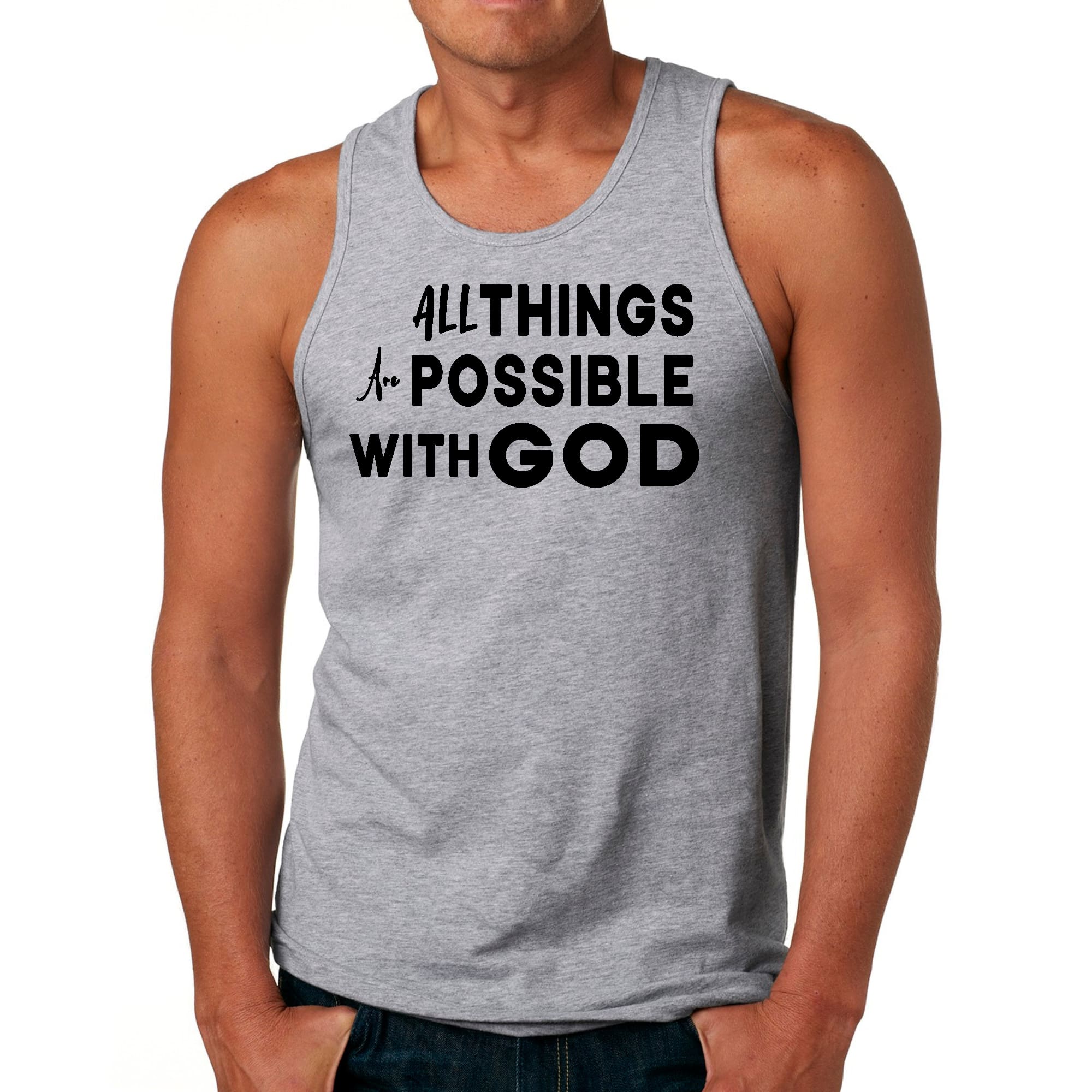 Mens Fitness Tank Top Graphic T-shirt All Things are Possible
