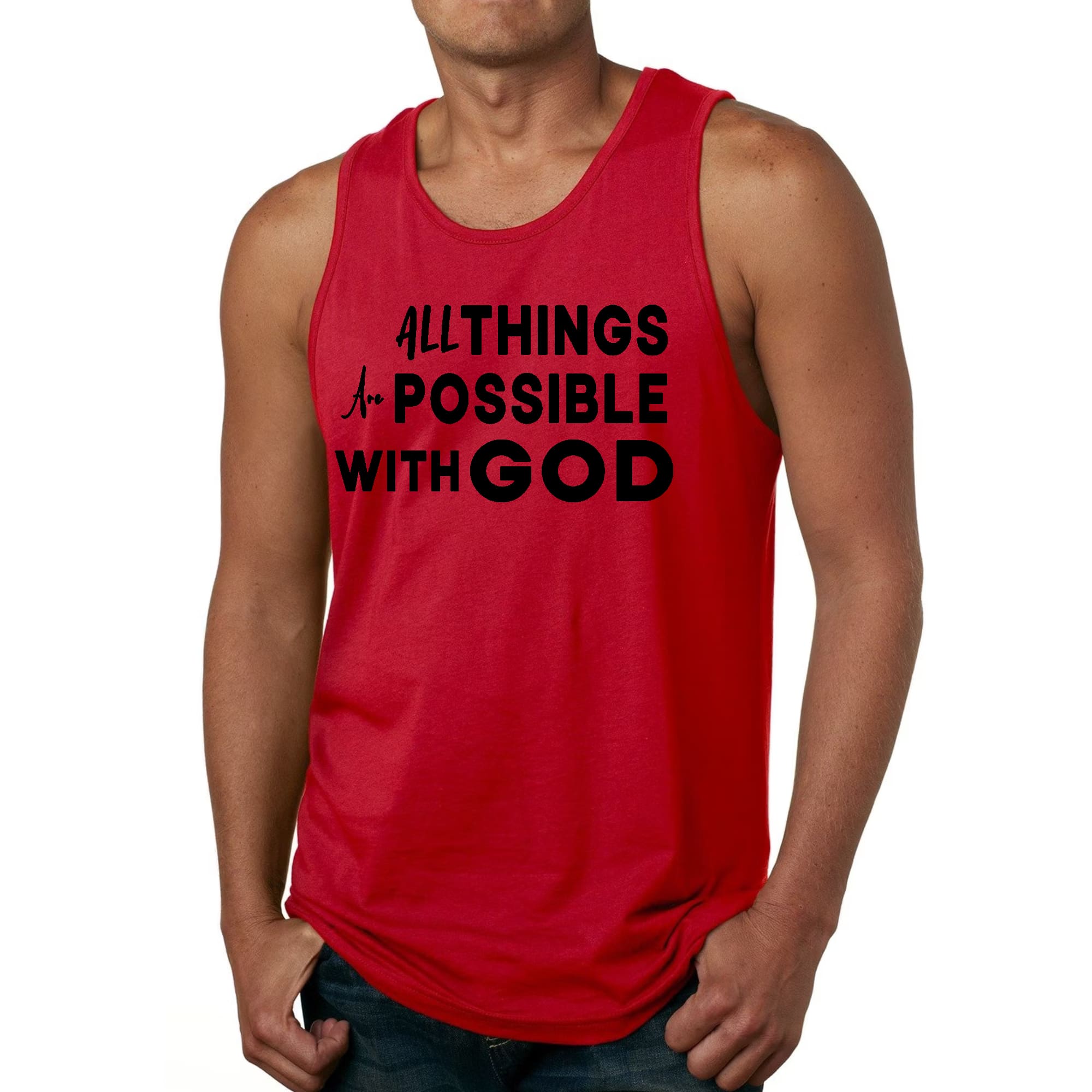 Mens Fitness Tank Top Graphic T-shirt All Things are Possible