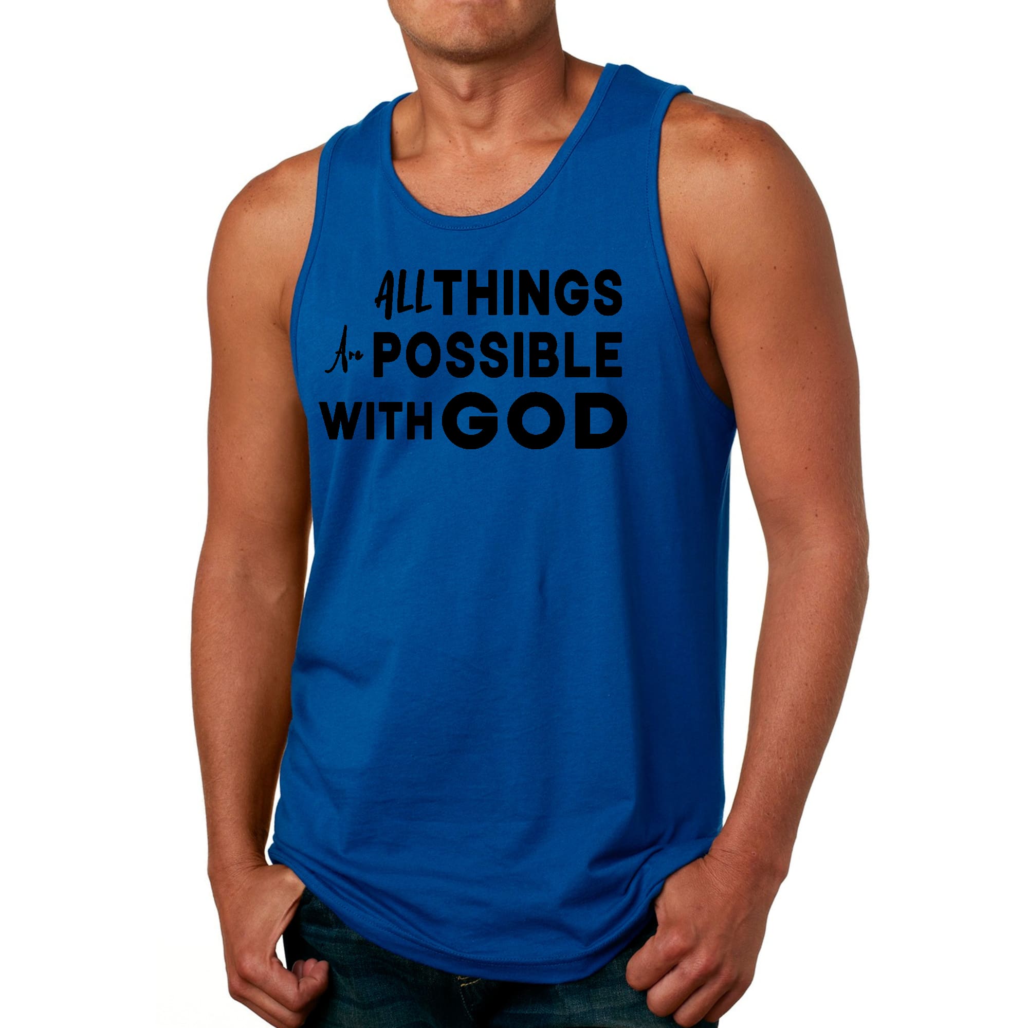 Mens Fitness Tank Top Graphic T-shirt All Things are Possible
