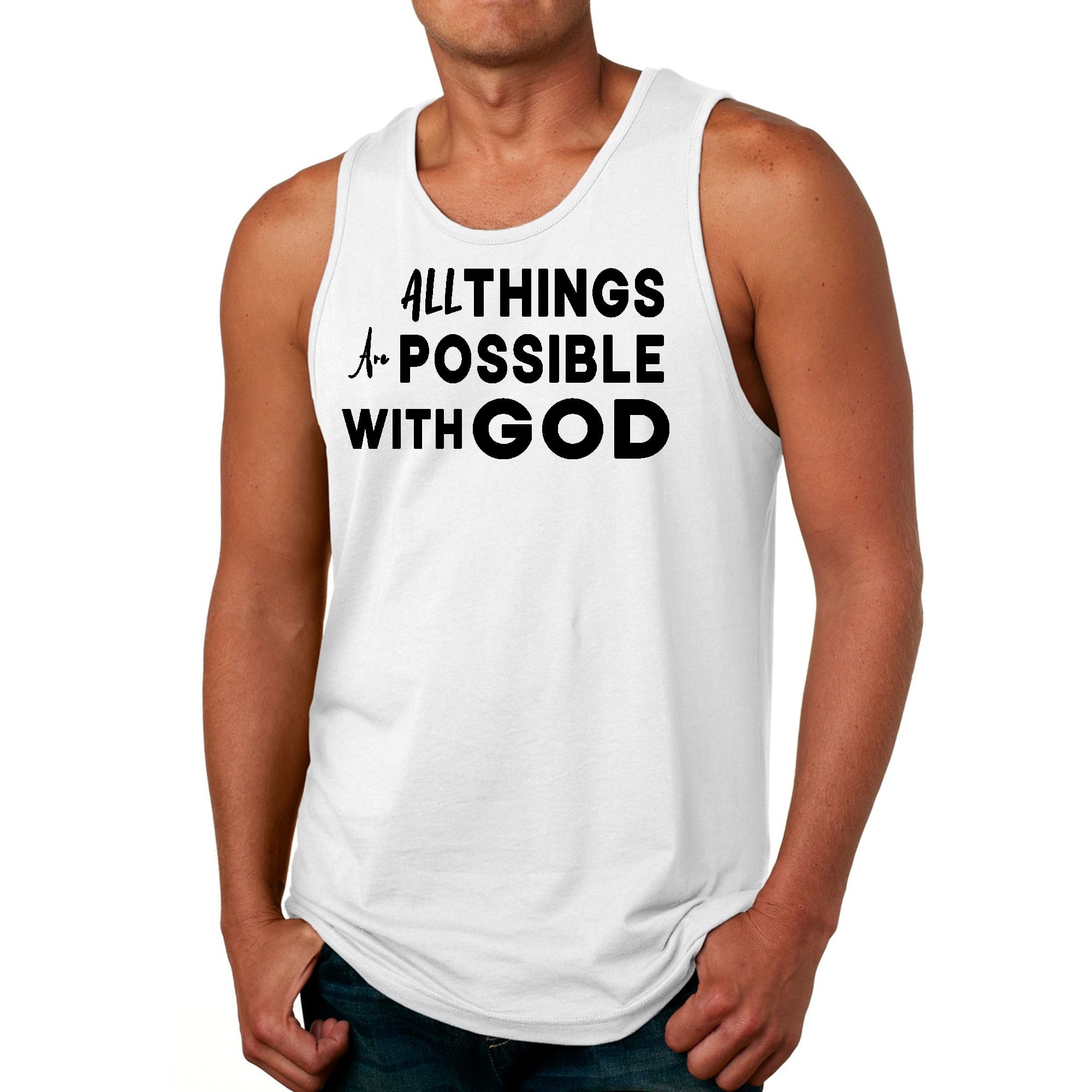 Mens Fitness Tank Top Graphic T-shirt All Things are Possible