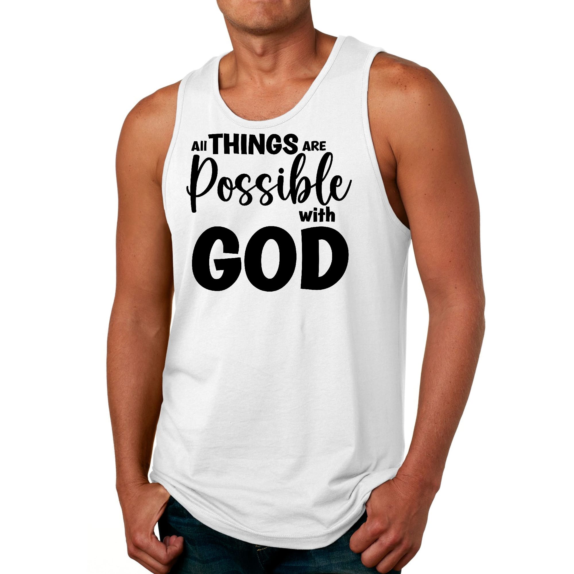 Mens Fitness Tank Top Graphic T-shirt All Things are Possible
