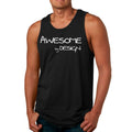 Mens Fitness Tank Top Graphic T-shirt Awesome by Design White Print