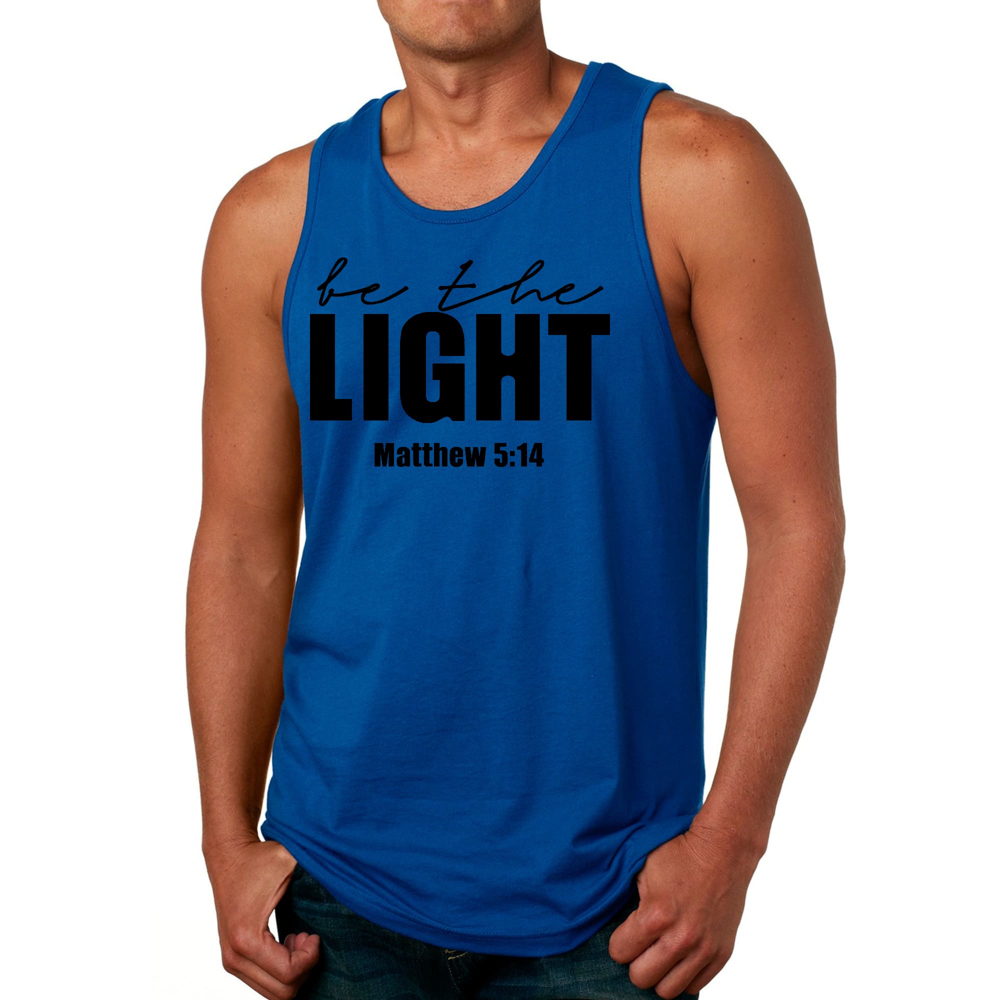 Mens Fitness Tank Top Graphic T-shirt be the Light Inspirational Art