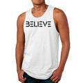 Mens Fitness Tank Top Graphic T-shirt Believe Black Print