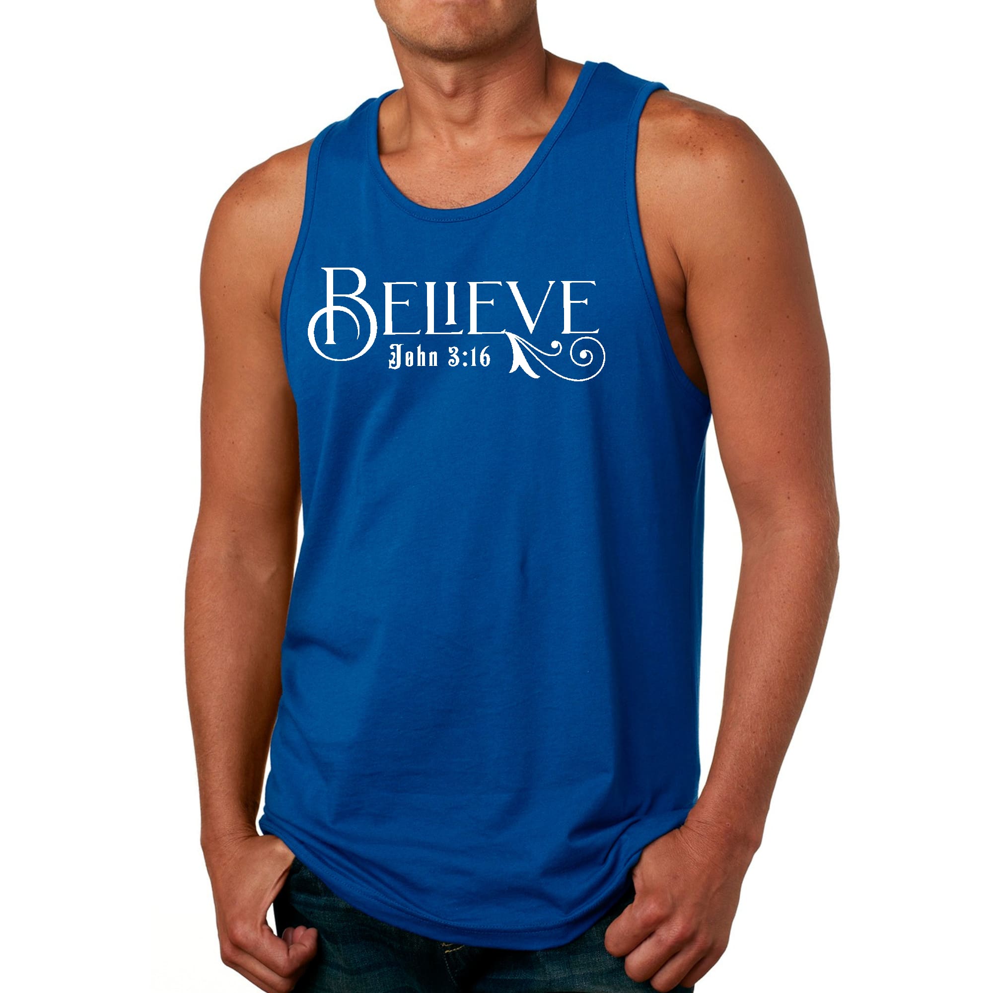 Mens Fitness Tank Top Graphic T-shirt Believe John 3:16