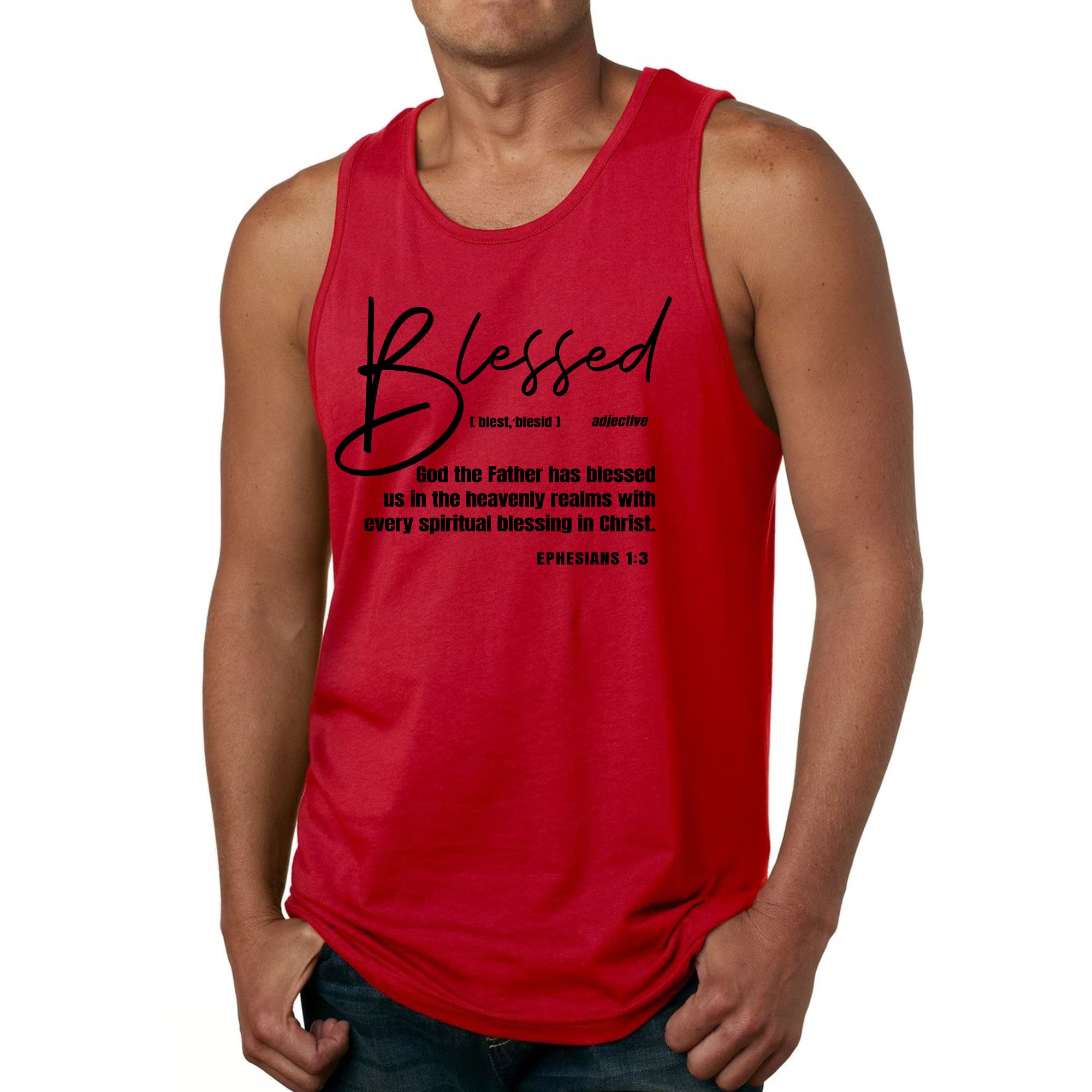 Mens Fitness Tank Top Graphic T-shirt Blessed in Christ