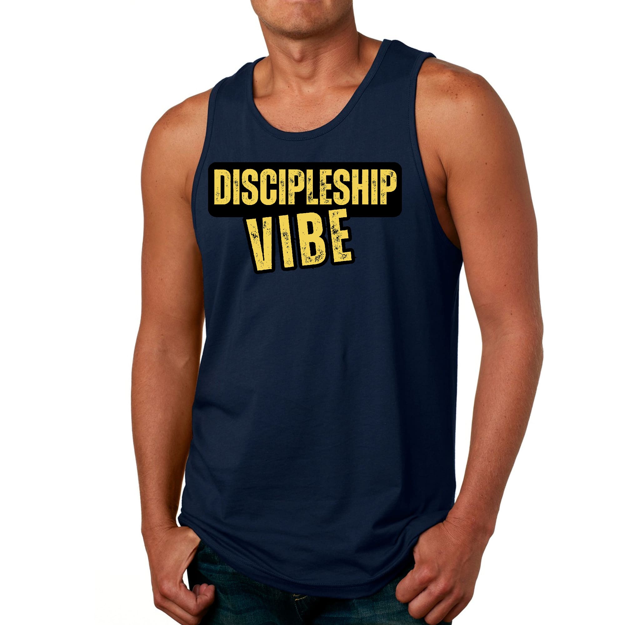 Mens Fitness Tank Top Graphic T-shirt Discipleship Vibe