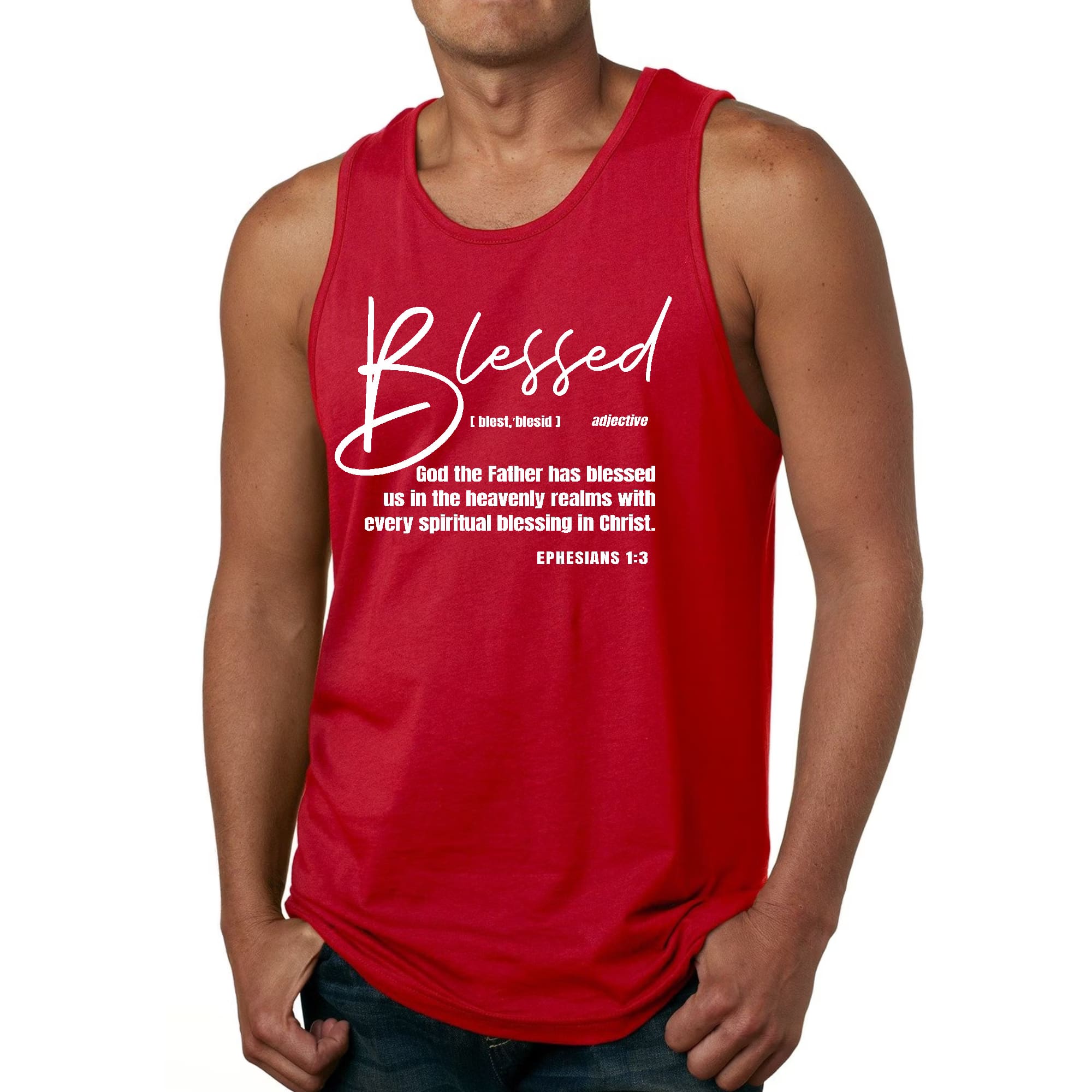 Mens Fitness Tank Top Graphic T-shirt Ephesians - Blessed with Every