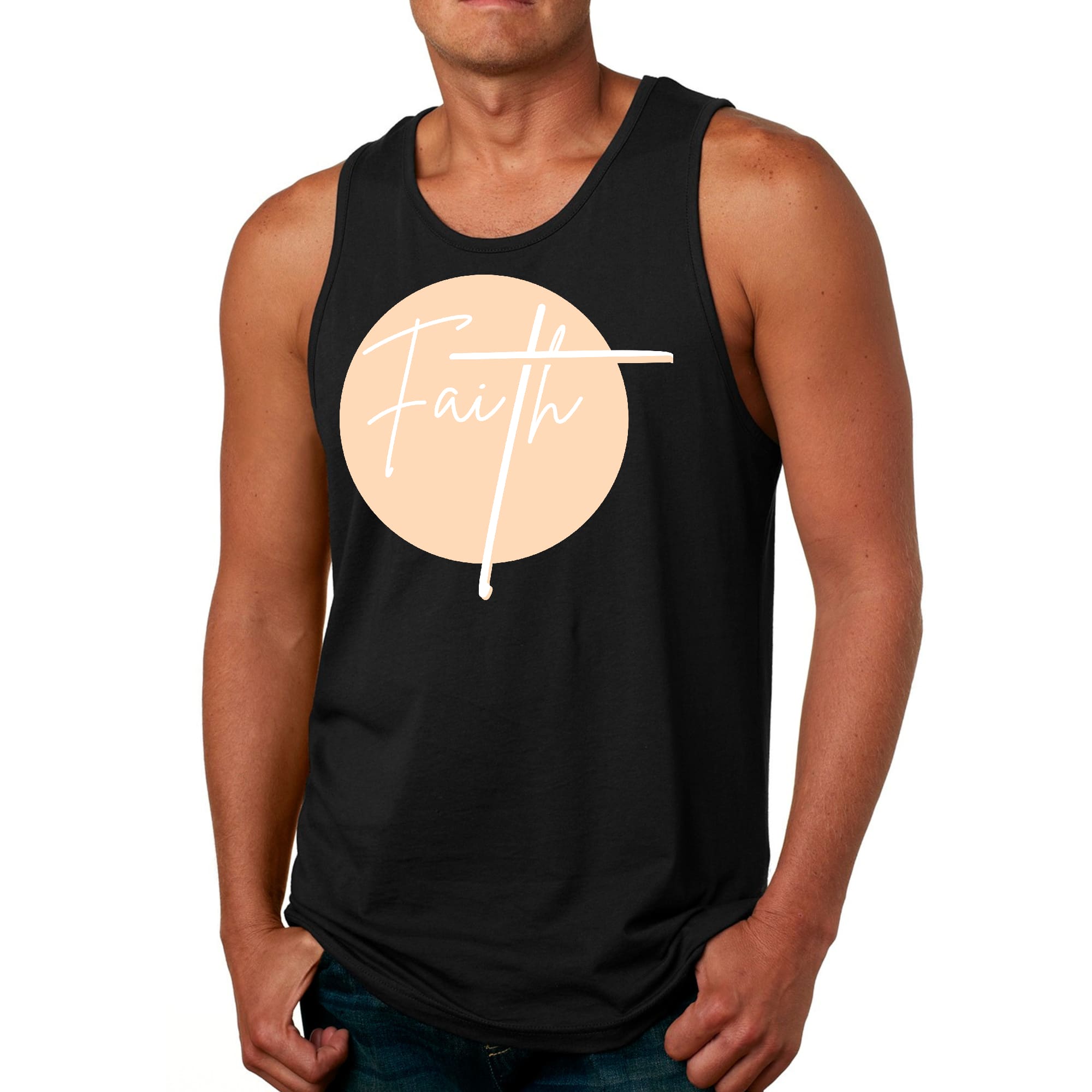 Mens Fitness Tank Top Graphic T-shirt Faith - Christian Affirmation