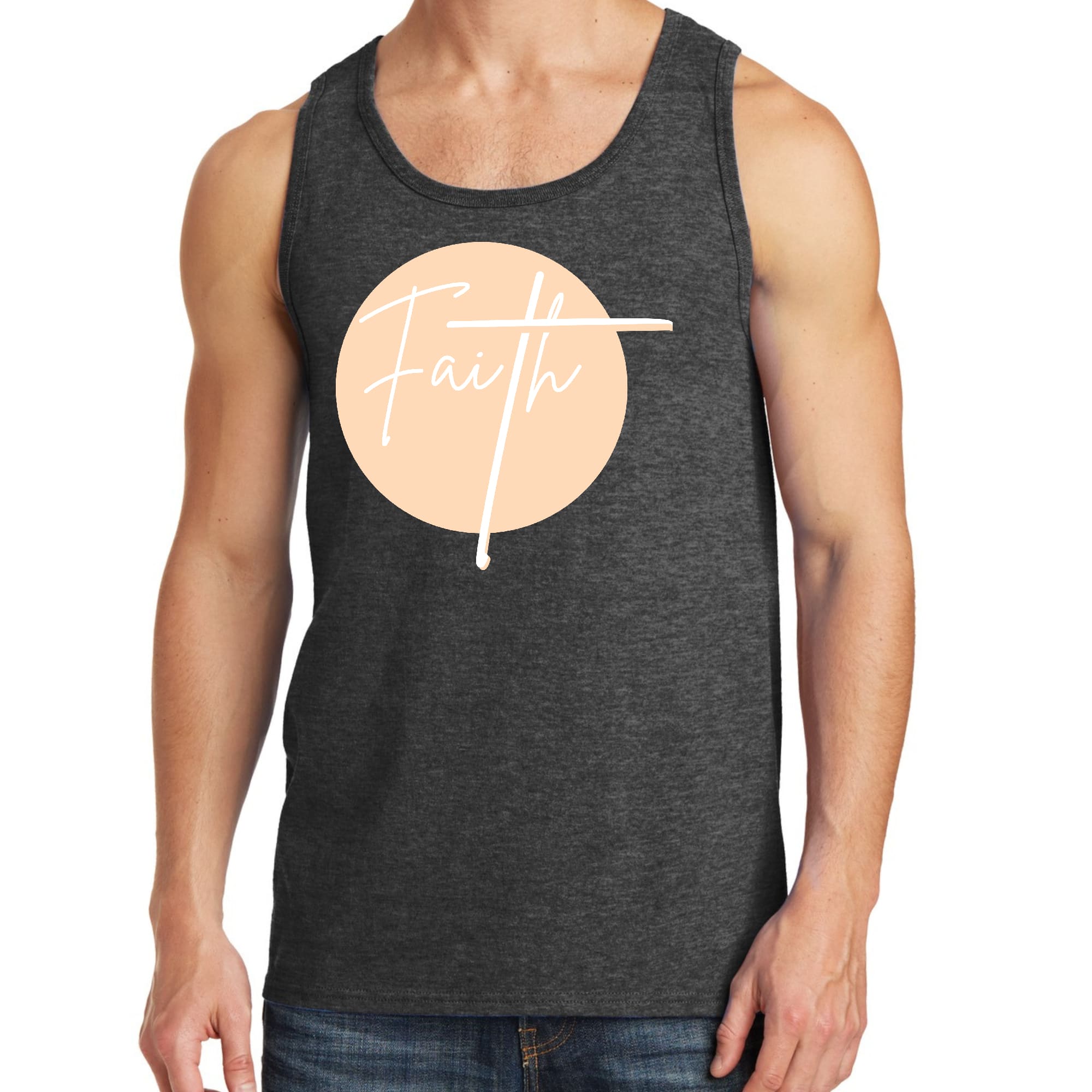 Mens Fitness Tank Top Graphic T-shirt Faith - Christian Affirmation