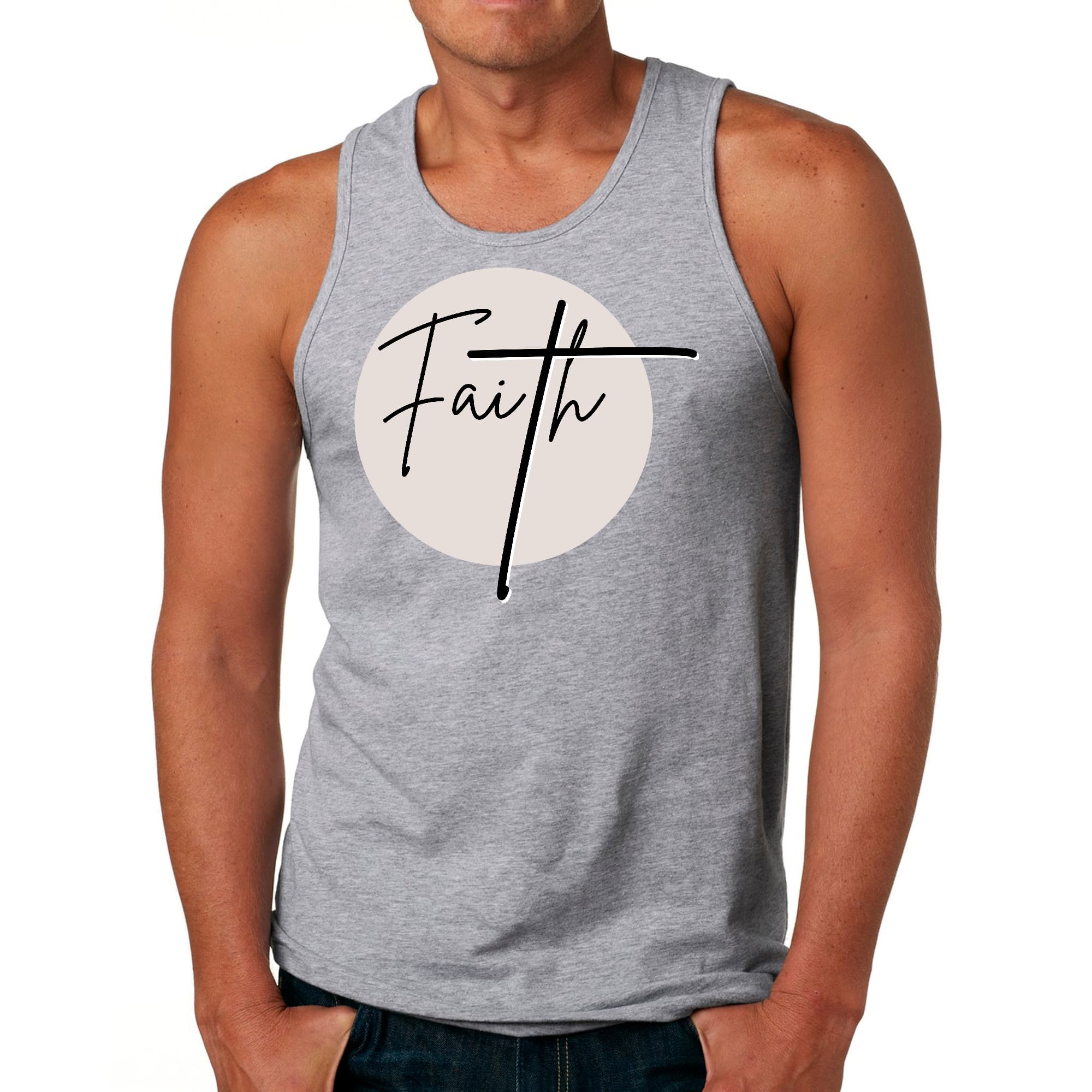 Mens Fitness Tank Top Graphic T-shirt Faith - Christian Affirmation