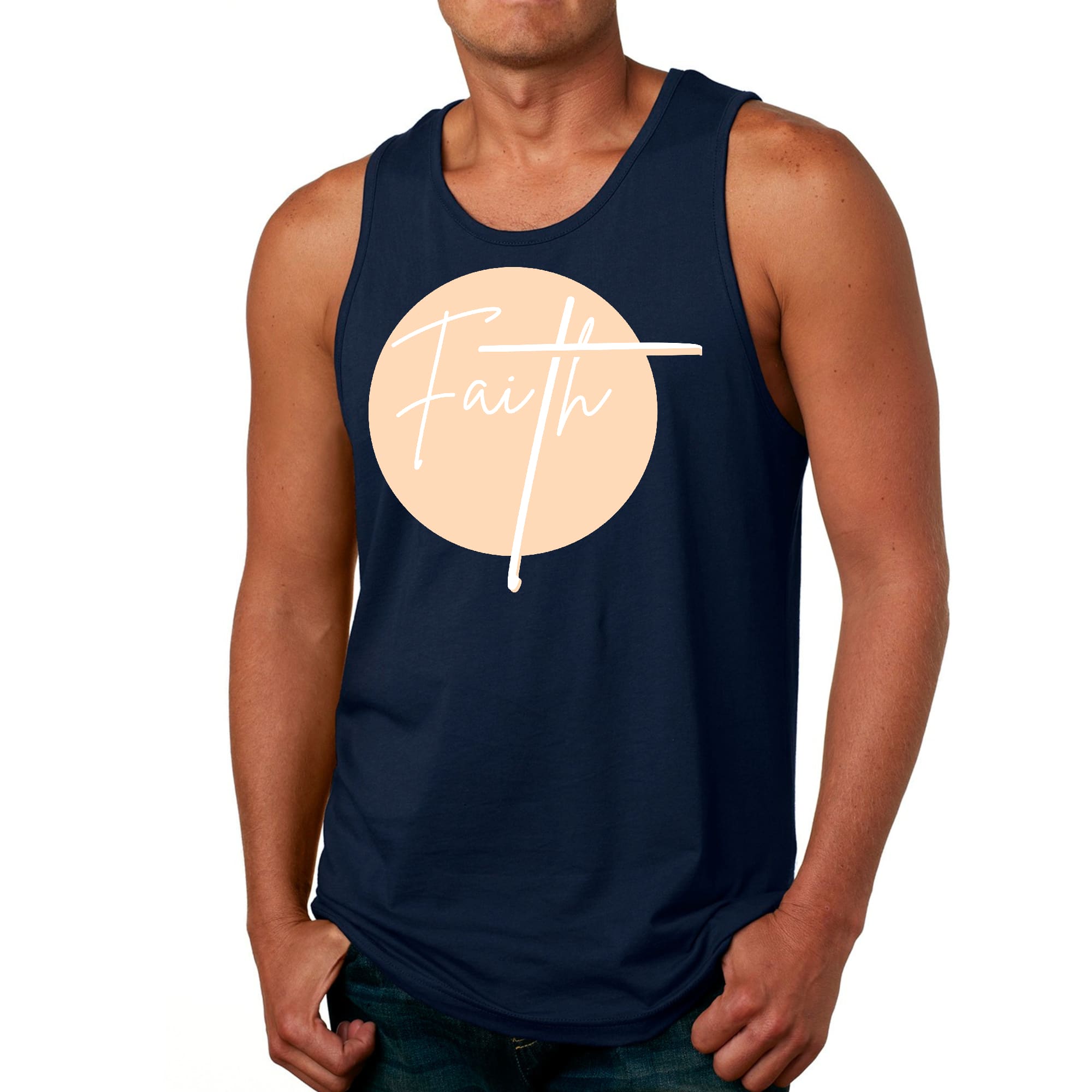 Mens Fitness Tank Top Graphic T-shirt Faith - Christian Affirmation
