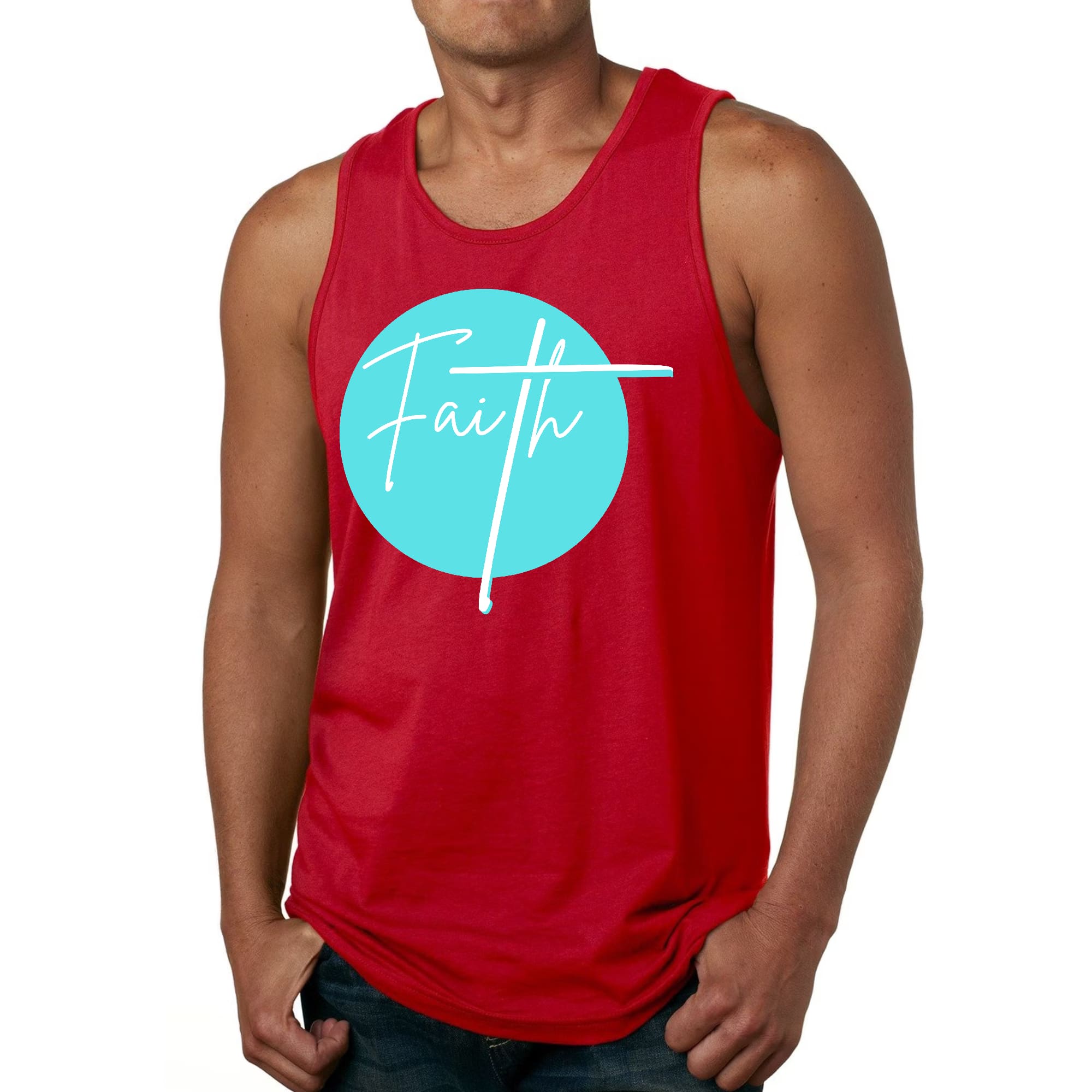 Mens Fitness Tank Top Graphic T-shirt Faith - Christian Affirmation