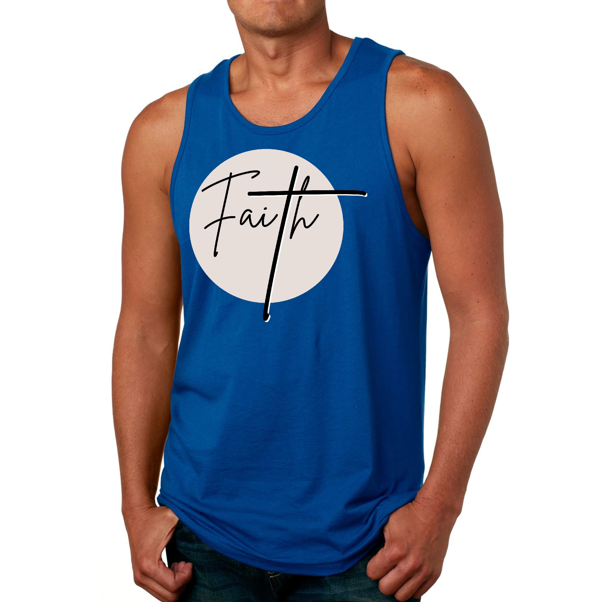 Mens Fitness Tank Top Graphic T-shirt Faith - Christian Affirmation