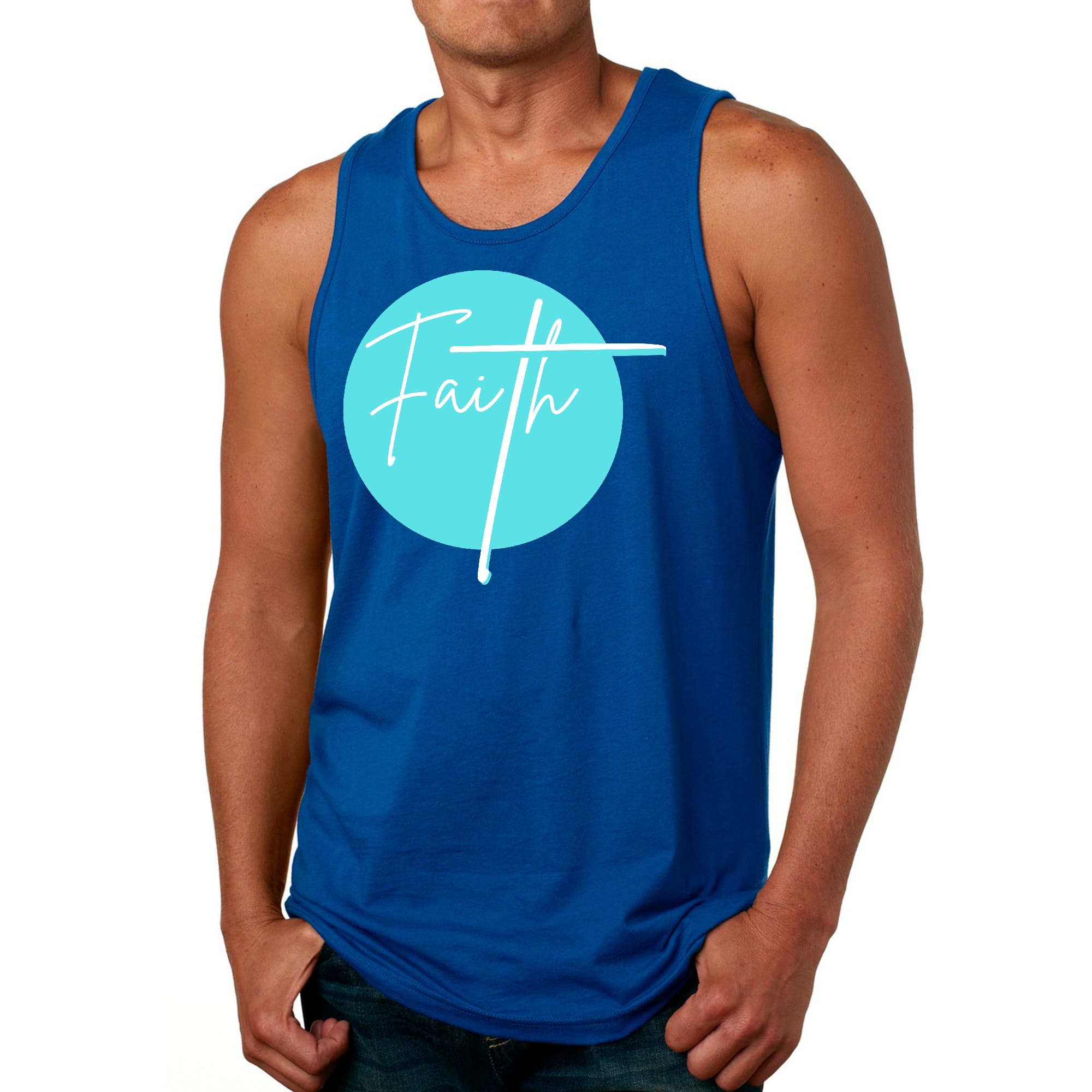 Mens Fitness Tank Top Graphic T-shirt Faith - Christian Affirmation
