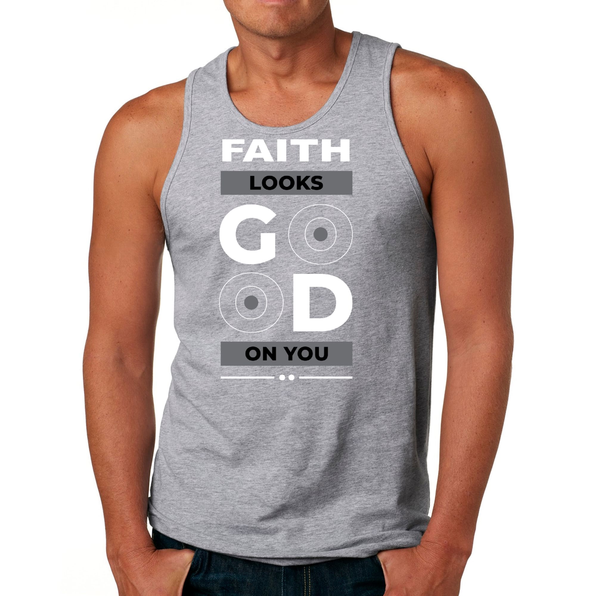 Mens Fitness Tank Top Graphic T-shirt Faith Looks Good