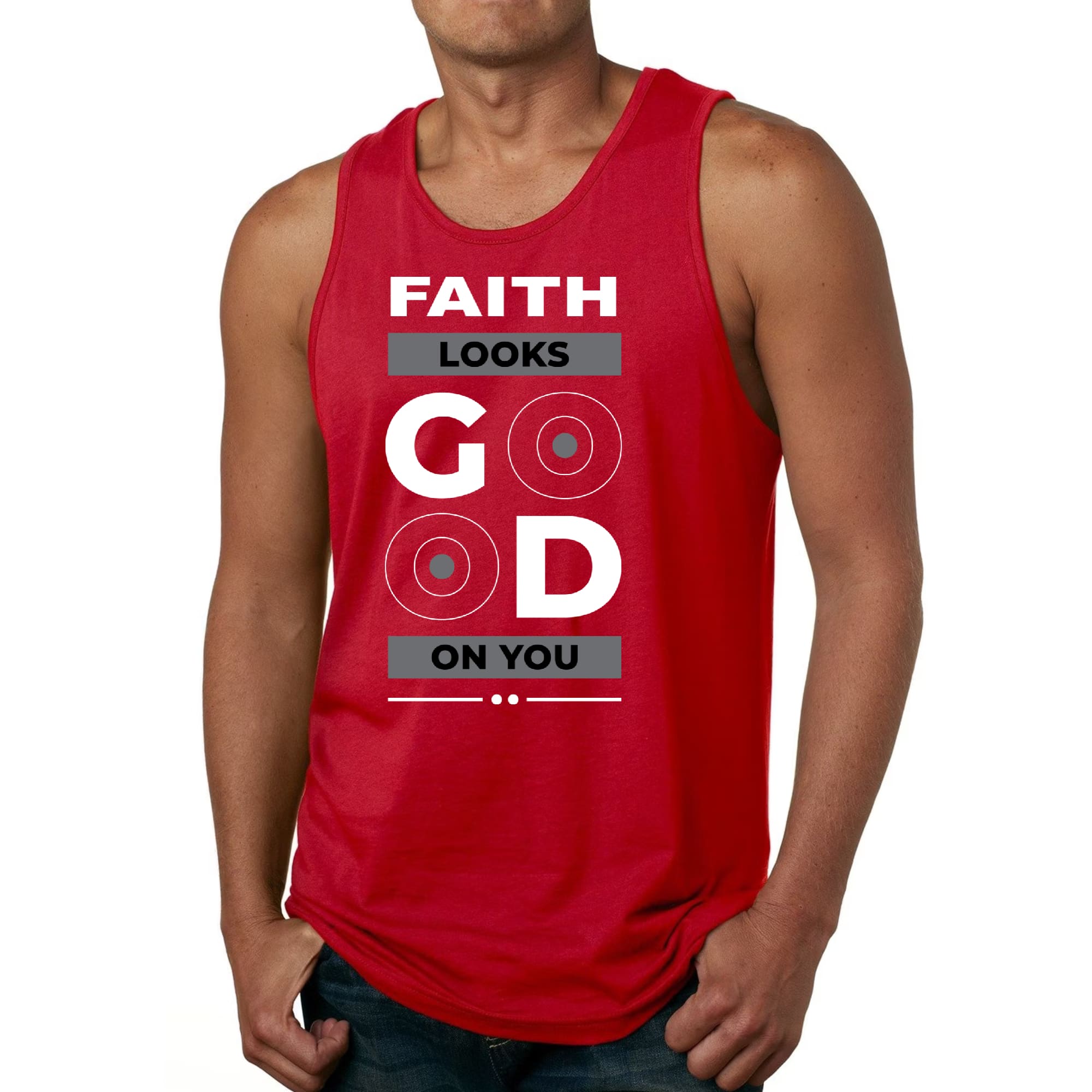 Mens Fitness Tank Top Graphic T-shirt Faith Looks Good