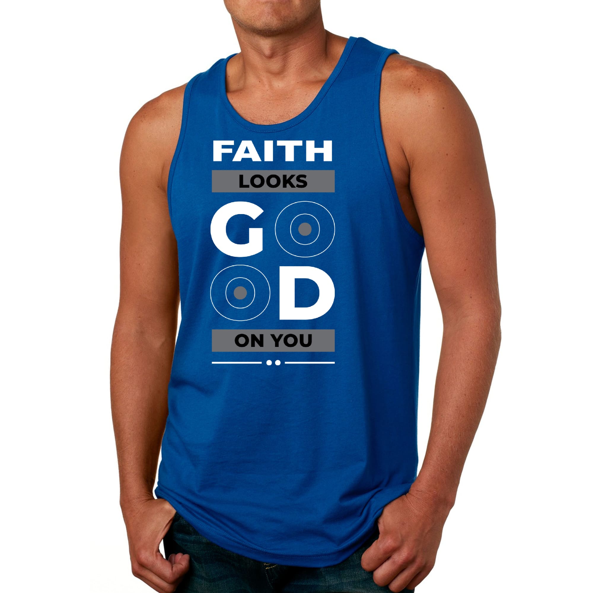 Mens Fitness Tank Top Graphic T-shirt Faith Looks Good