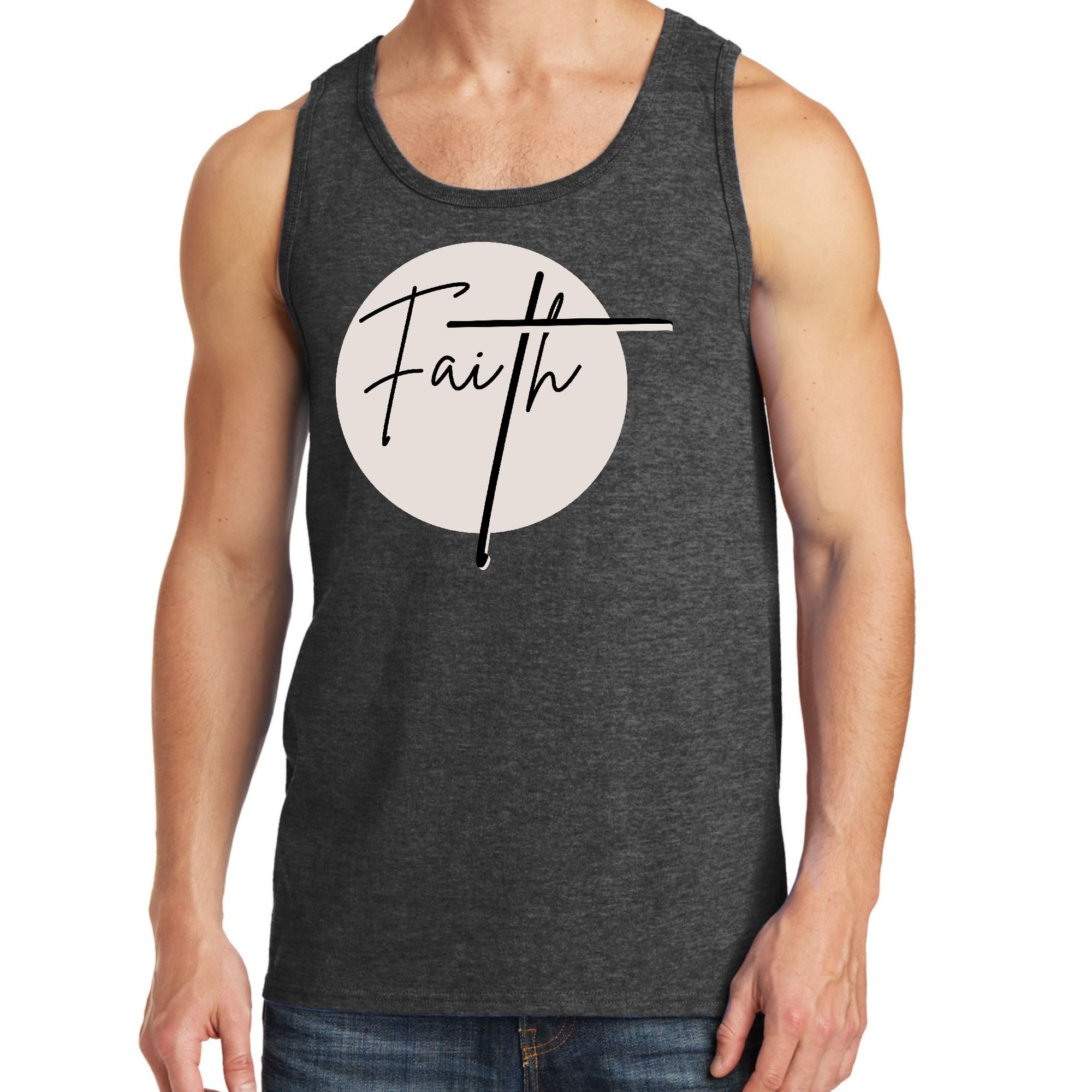 Mens Fitness Tank Top Graphic T-shirt Faith Print