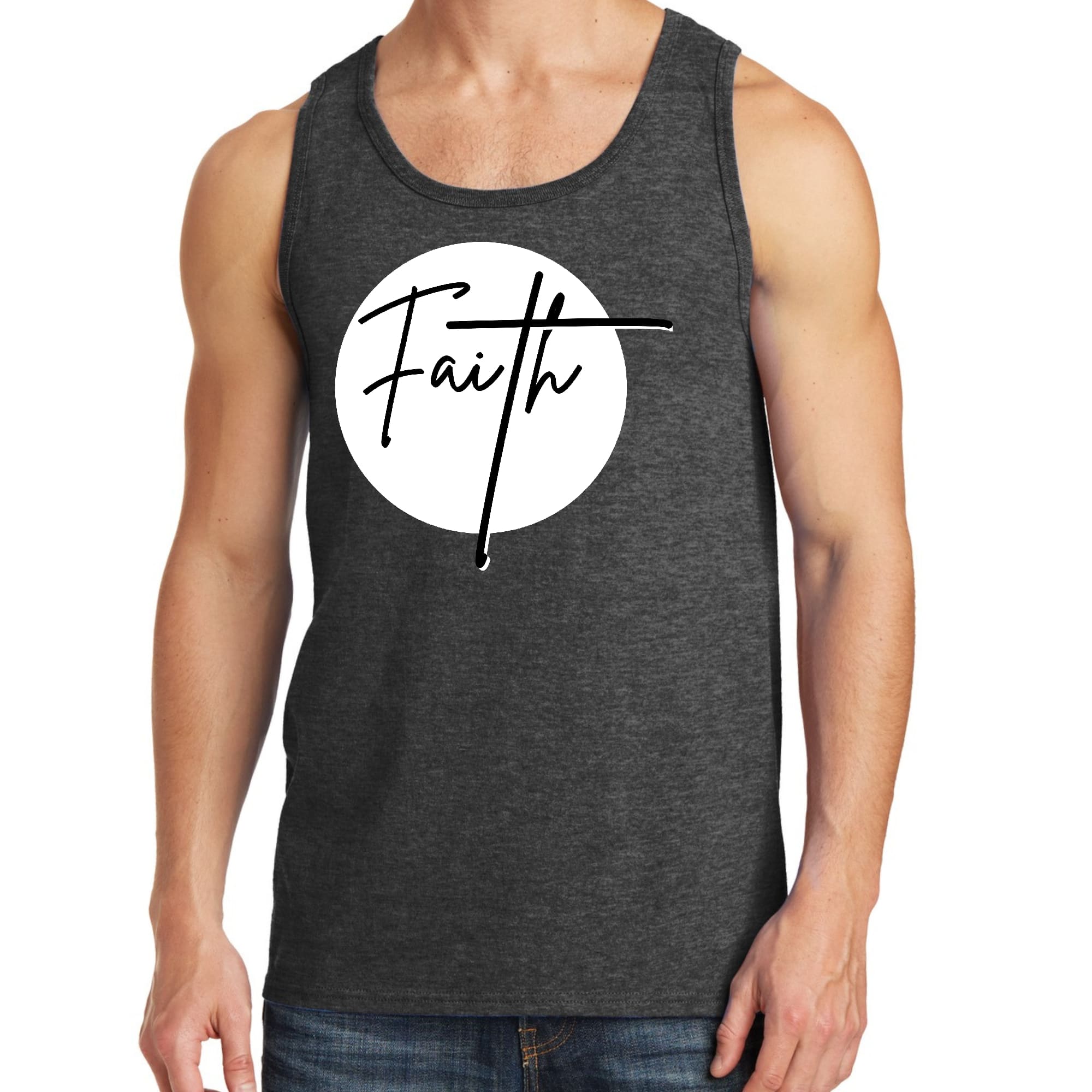 Mens Fitness Tank Top Graphic T-shirt Faith Print