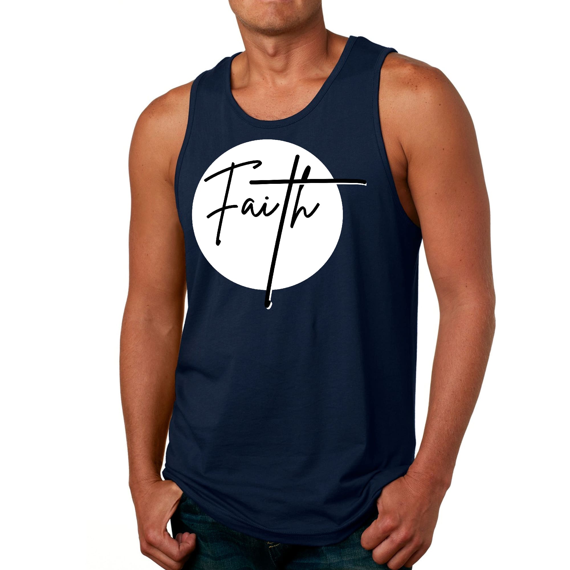 Mens Fitness Tank Top Graphic T-shirt Faith Print