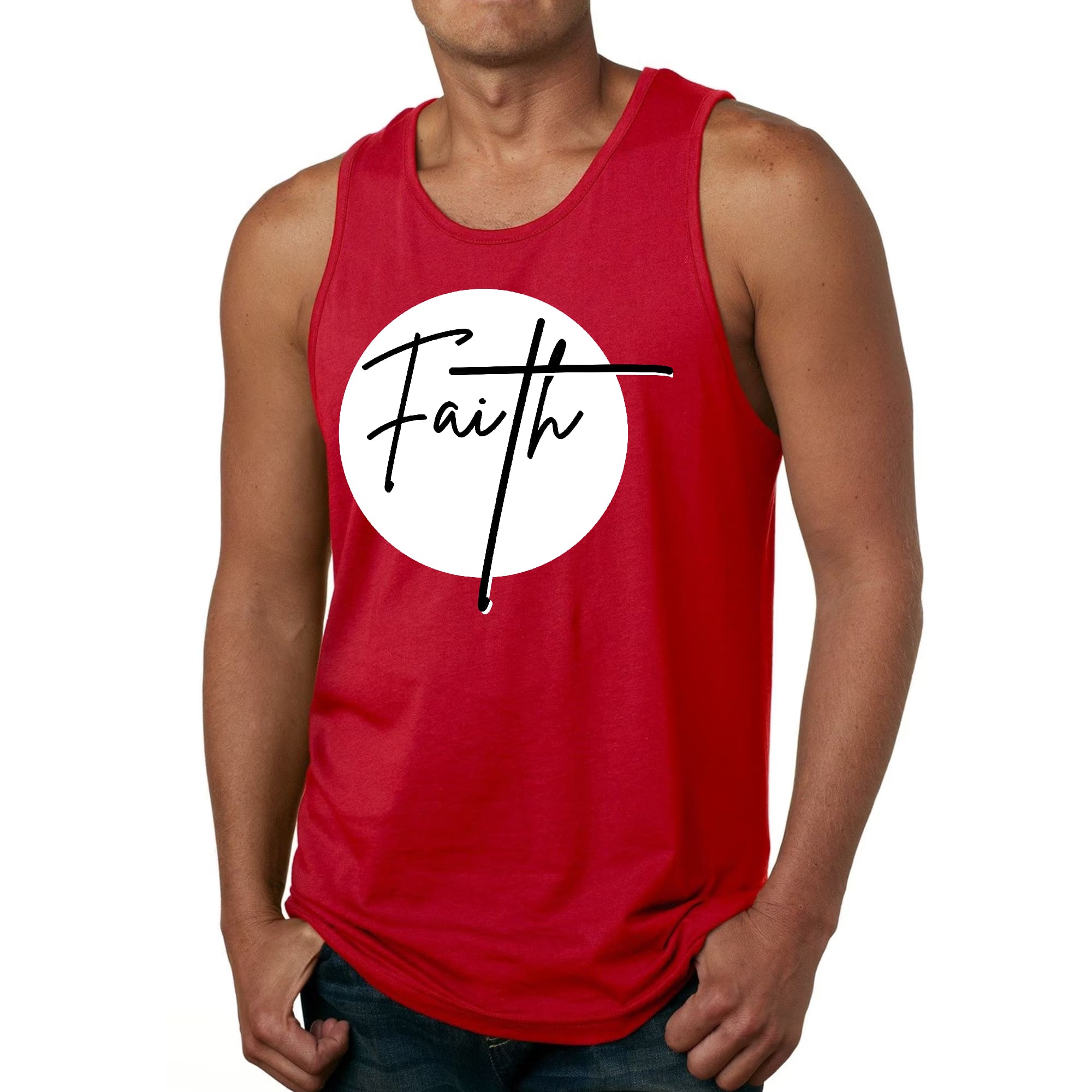 Mens Fitness Tank Top Graphic T-shirt Faith Print