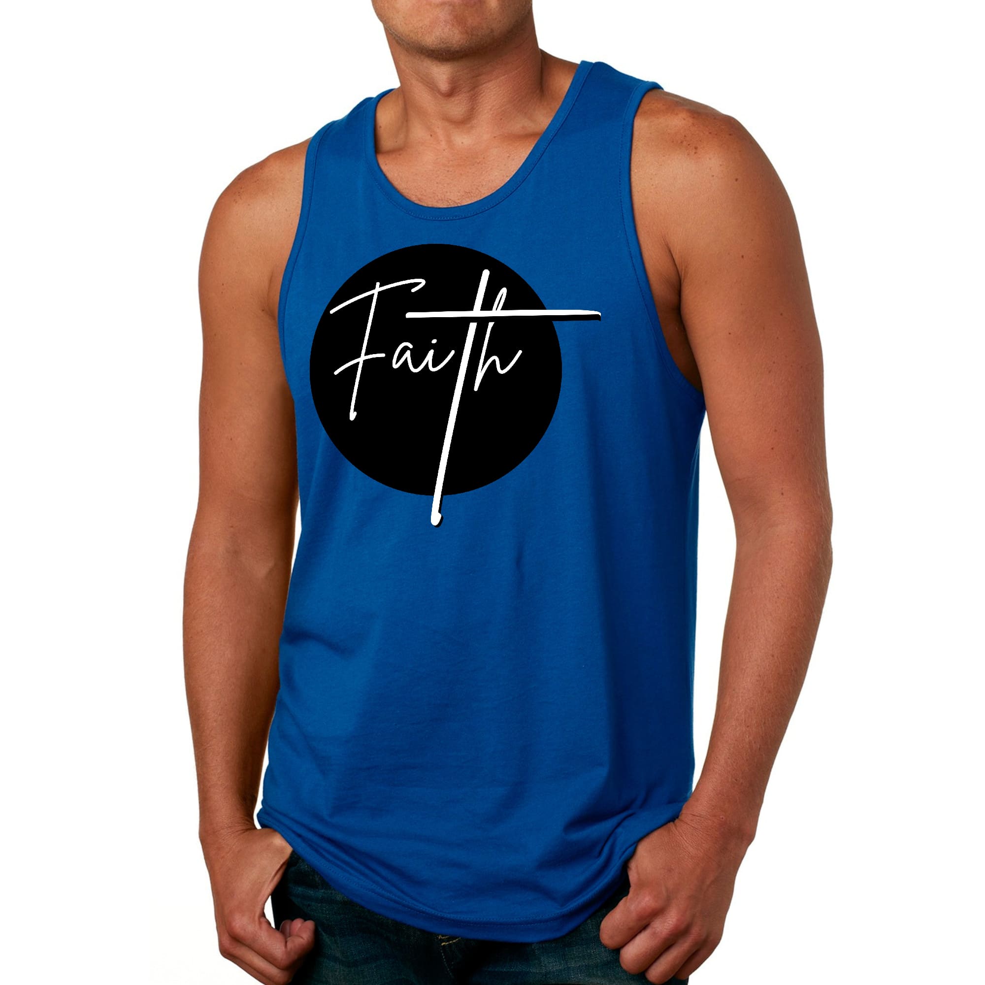Mens Fitness Tank Top Graphic T-shirt Faith Print