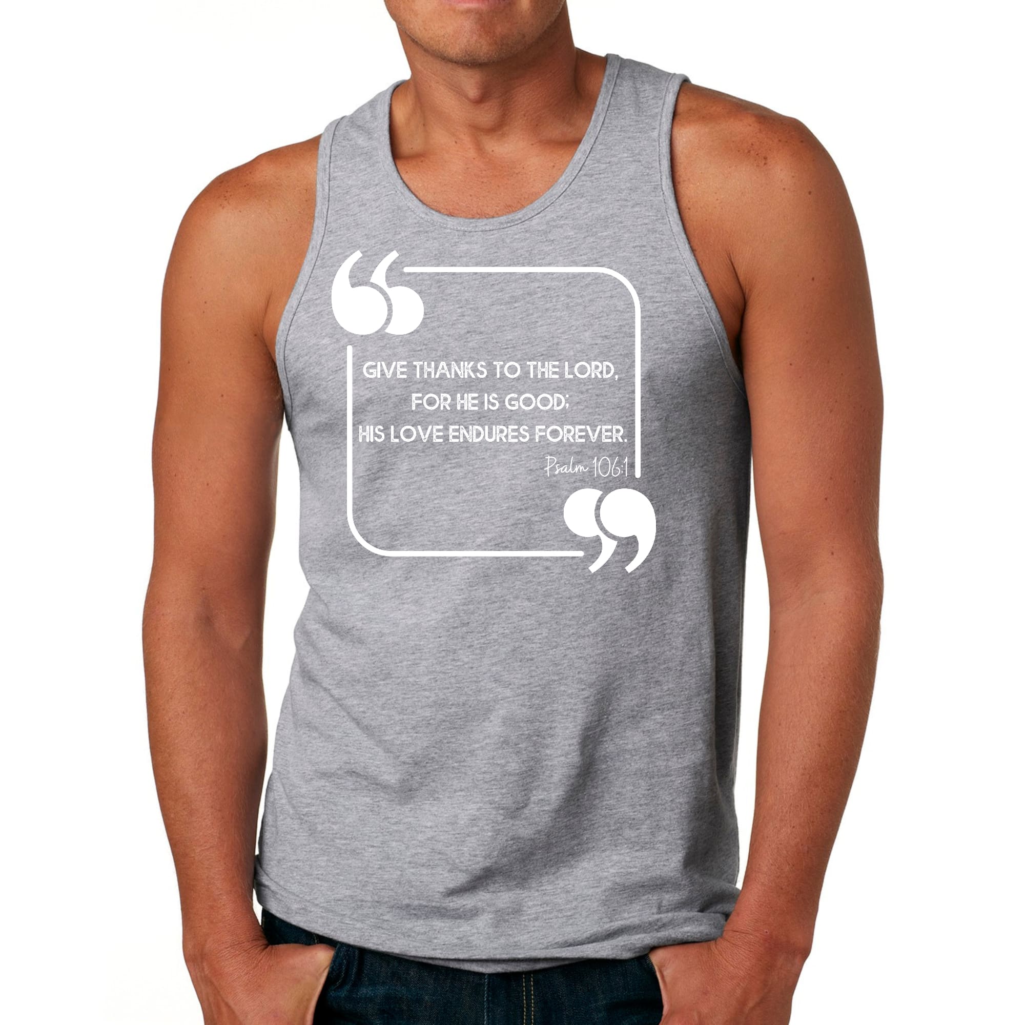 Mens Fitness Tank Top Graphic T-shirt Give Thanks to the Lord