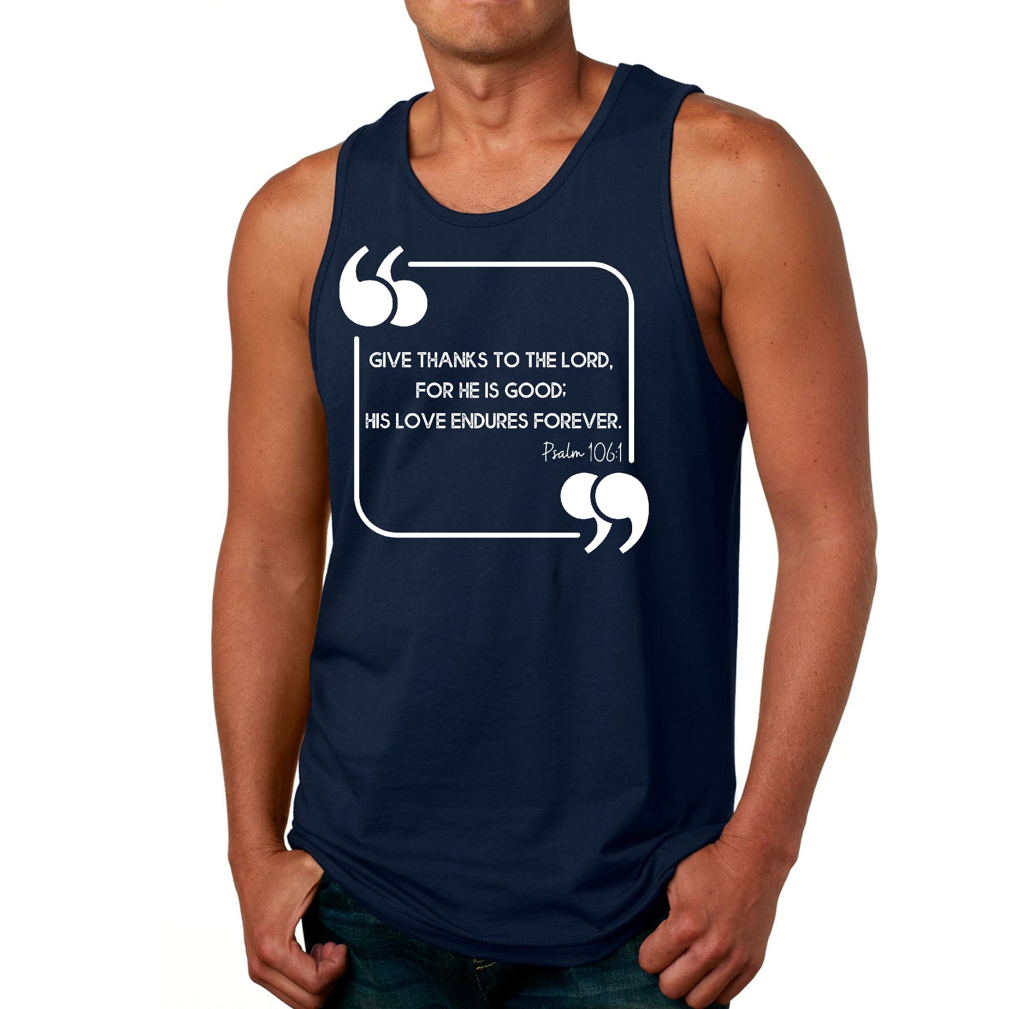 Mens Fitness Tank Top Graphic T-shirt Give Thanks to the Lord