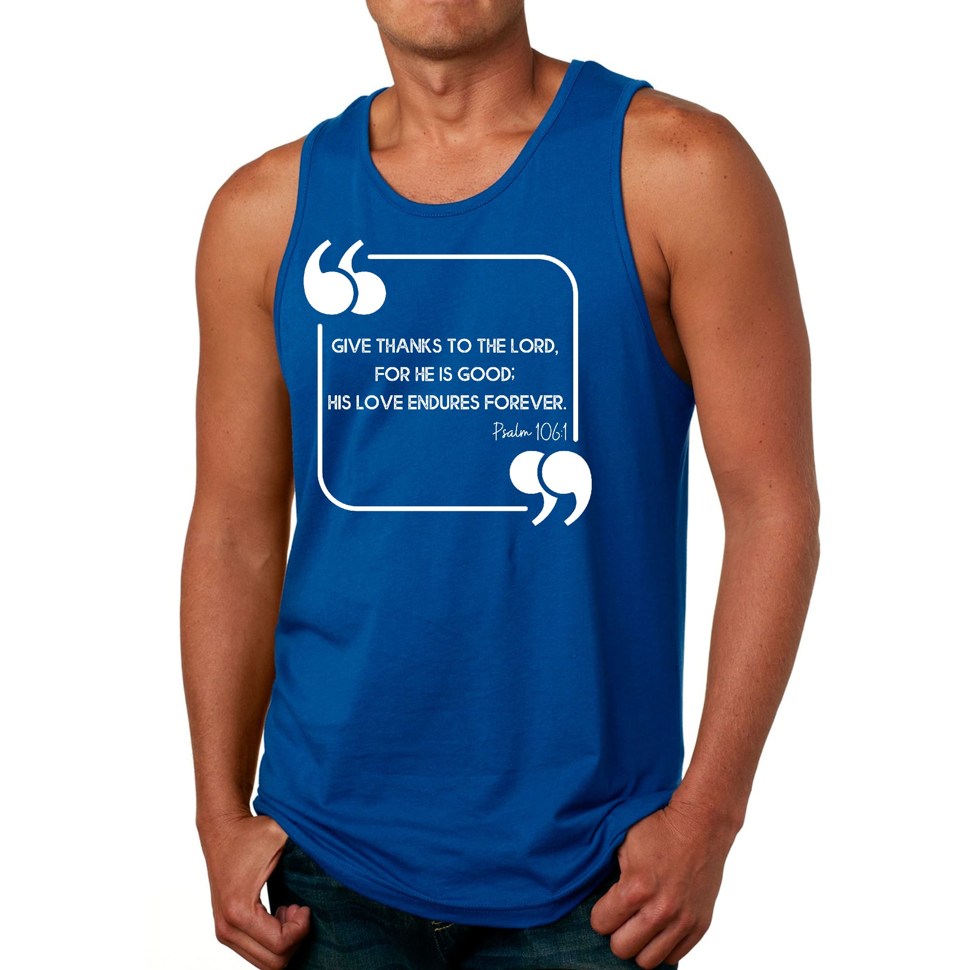 Mens Fitness Tank Top Graphic T-shirt Give Thanks to the Lord