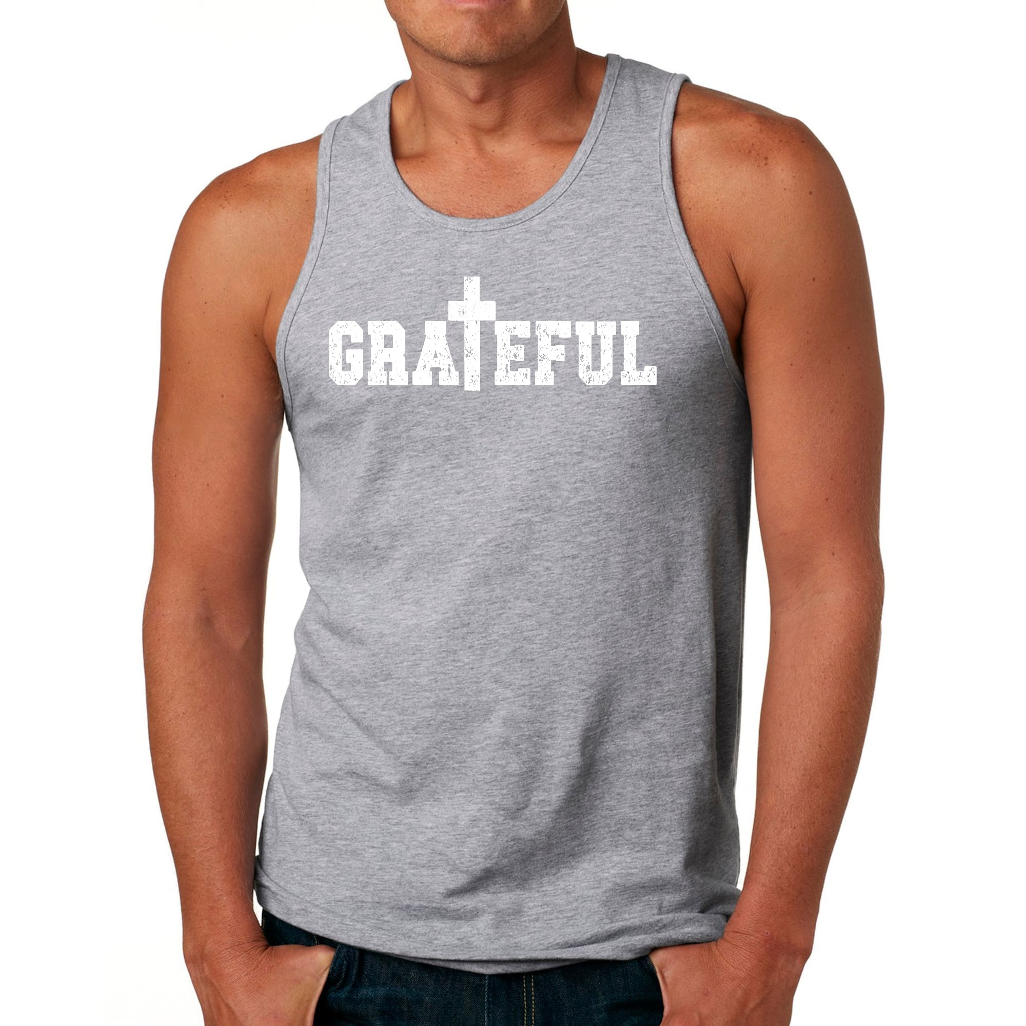 Mens Fitness Tank Top Graphic T-shirt Grateful Print