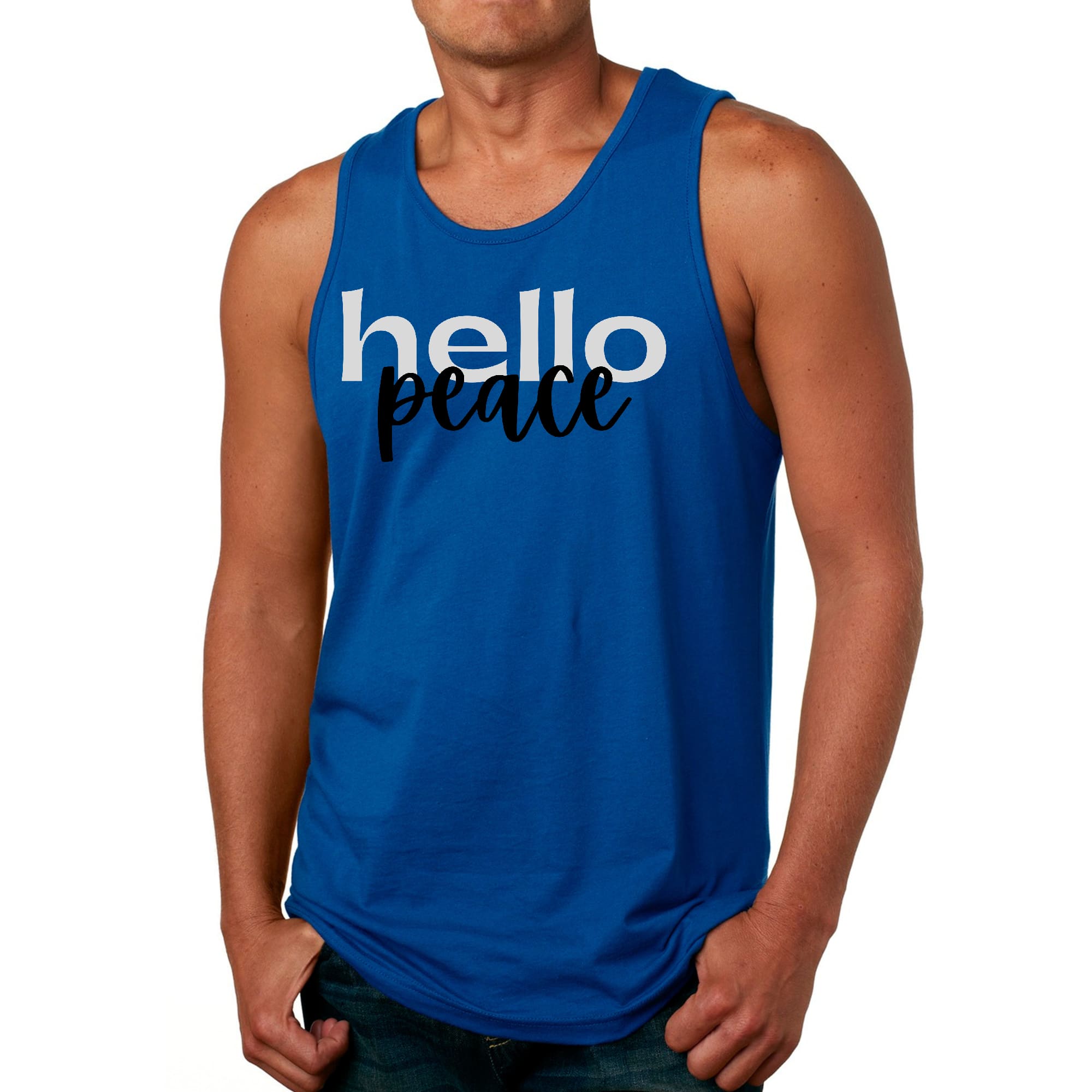 Mens Fitness Tank Top Graphic T-shirt Hello Peace Motivational