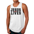 Mens Fitness Tank Top Graphic T-shirt Jesus Saves Lives Black Red