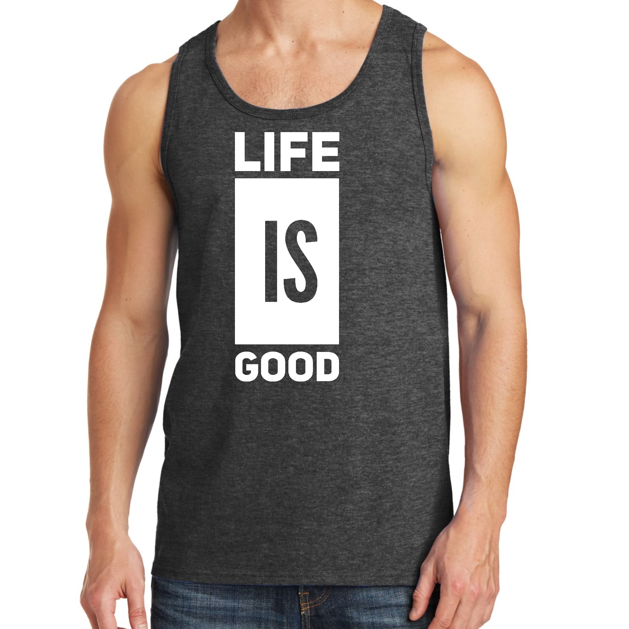 Mens Fitness Tank Top Graphic T-shirt Life is Good