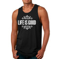 Mens Fitness Tank Top Graphic T-shirt Life is Good Word Art