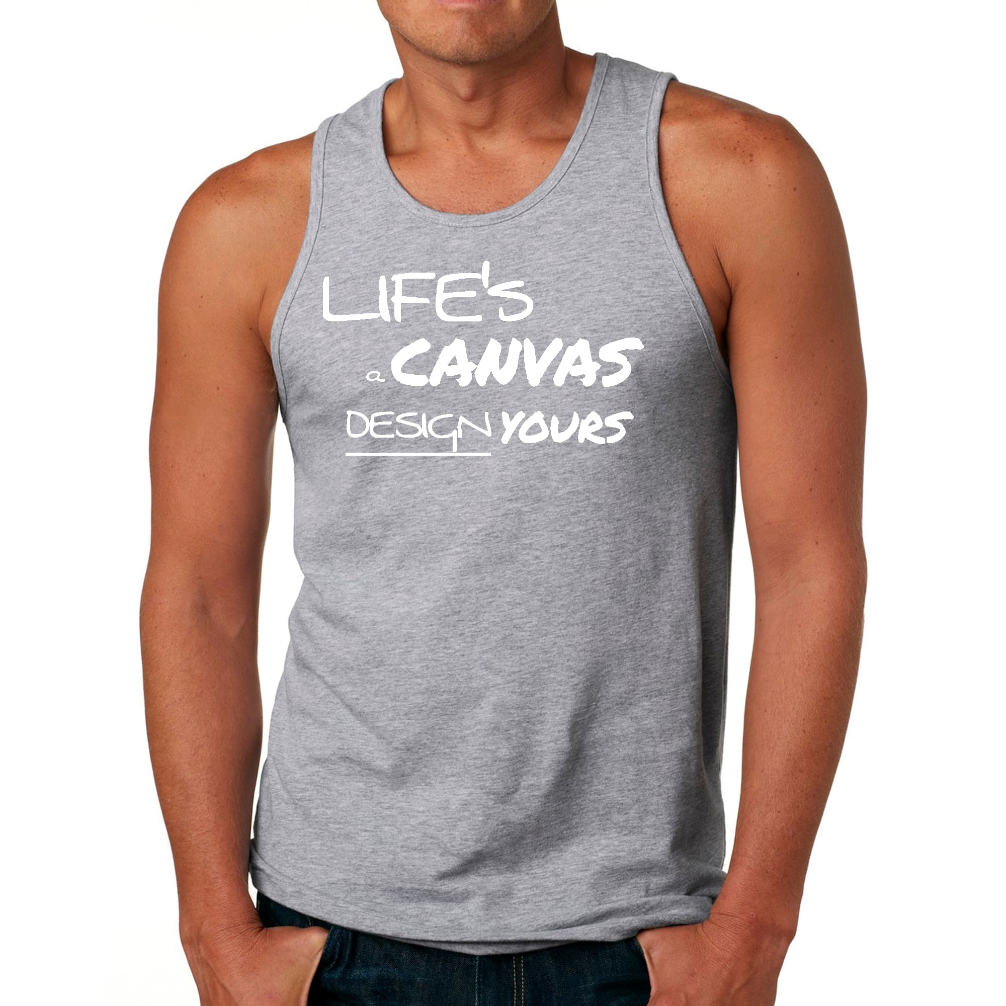 Mens Fitness Tank Top Graphic T-shirt Life's a Canvas Design Yours