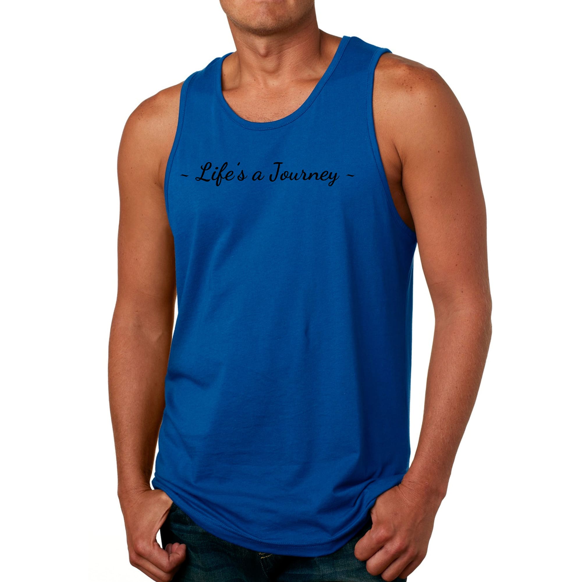 Mens Fitness Tank Top Graphic T-shirt Life's a Journey Black Print